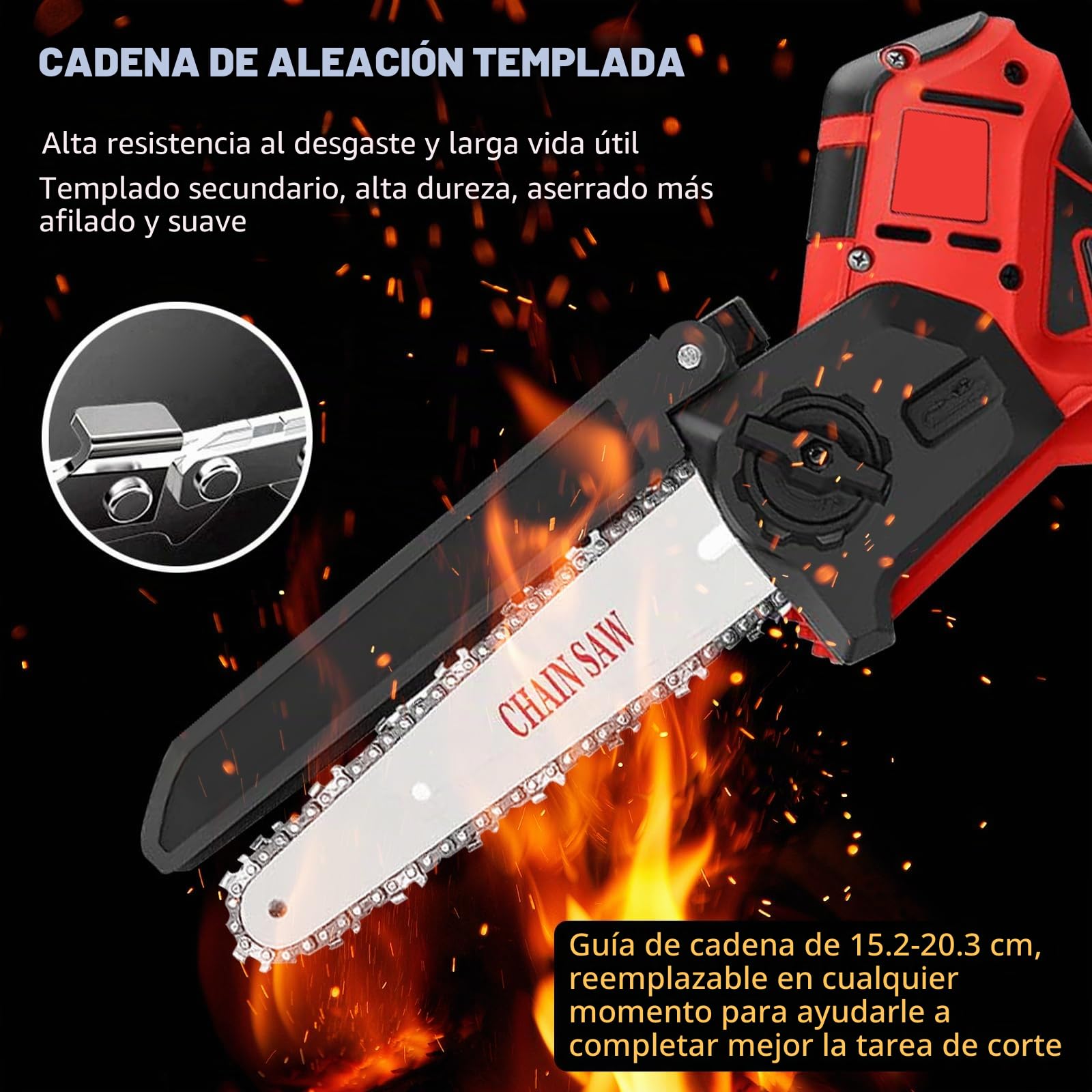Mini motosierra de 8 pulgadas y 6 pulgadas, batería de motosierra compatible con Milwaukee de 18 V, batería con lubricador automático y cerradura de seguridad para tijeras de podar, tijeras de podar