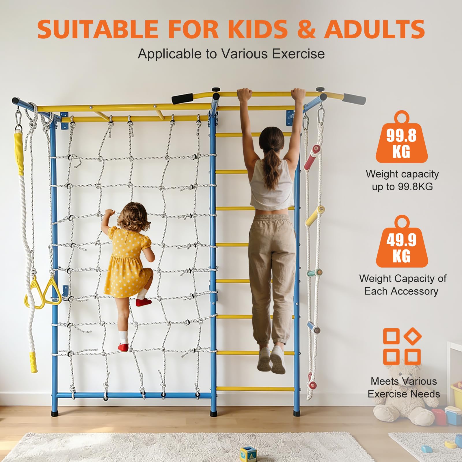 Generisch Equipo de escalada 7 en 1 para niños pequeños, soporta hasta 99,8 kg
