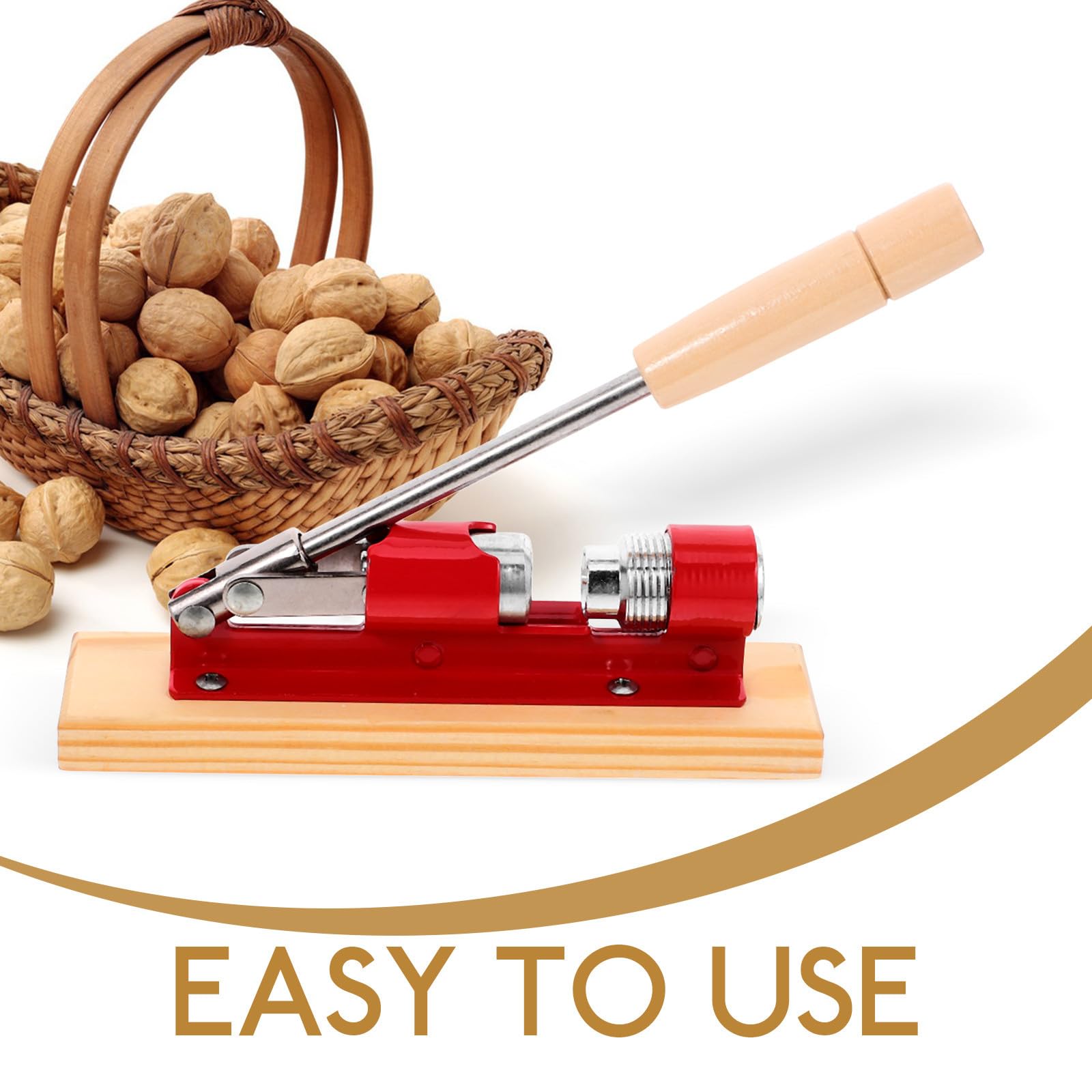 NUOBESTY Casse-Noix Angle Ajustable de 35 à 45 Degrés en Bois et Acier Inoxydable Mécanique Pince Ouverture Facile des Noix Outil Pratique pour Fruits Secs à Domicile