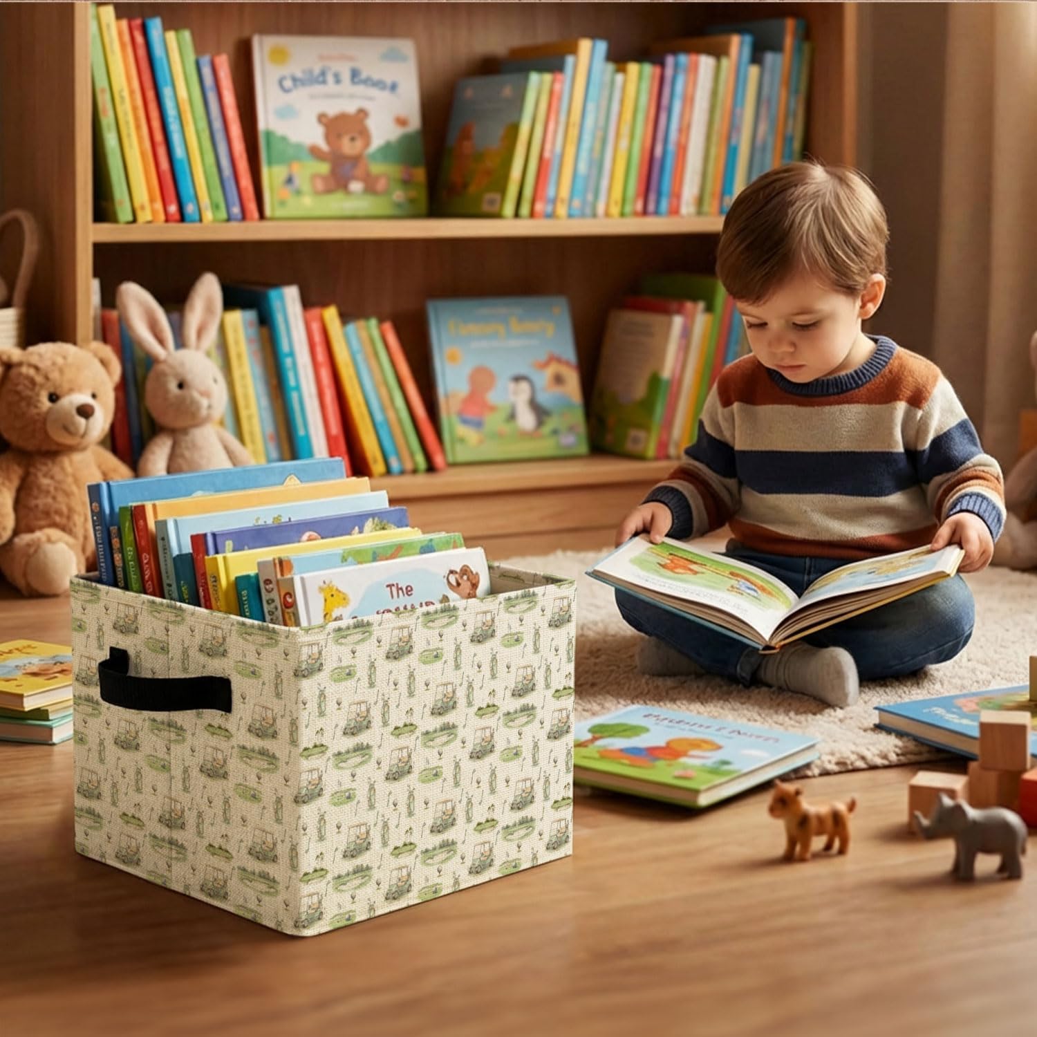 Golf Nursery Decor Storage Bins Box,Sage Green Golf Lover Gifts Foldable Storage Basket Organizer for Kids Men Bedroom Playroom Bathroom Office Clothes Toys Books,Toybox for Boys Girls