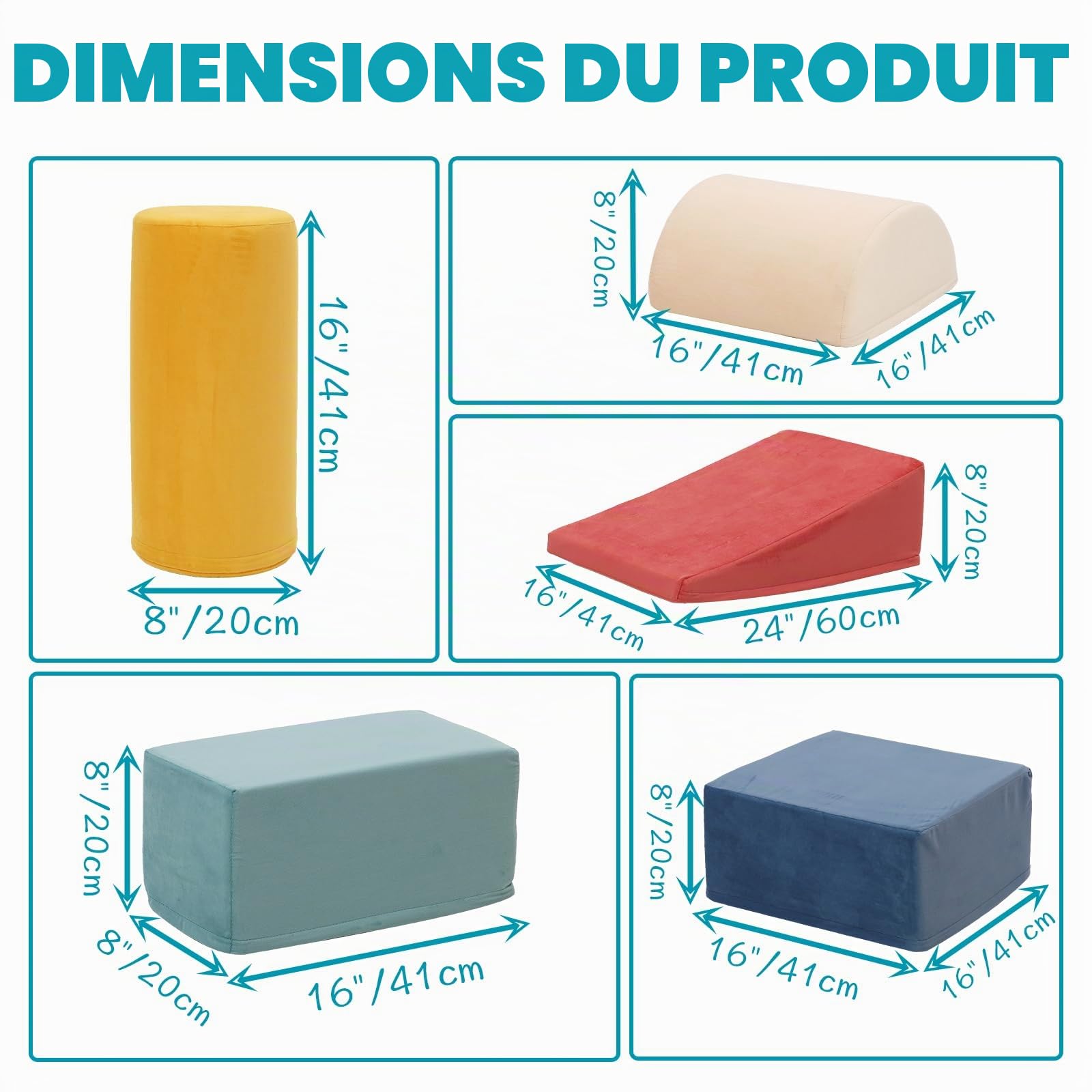 Parcours motricité bébé – 5 pièces Soft Play Corner Climber, Blocs de Construction Souples Géants en Mousse, Jouets d'escalade Éducatifs pour Bébé 1 Ans+, Design Lavable (Couleur)