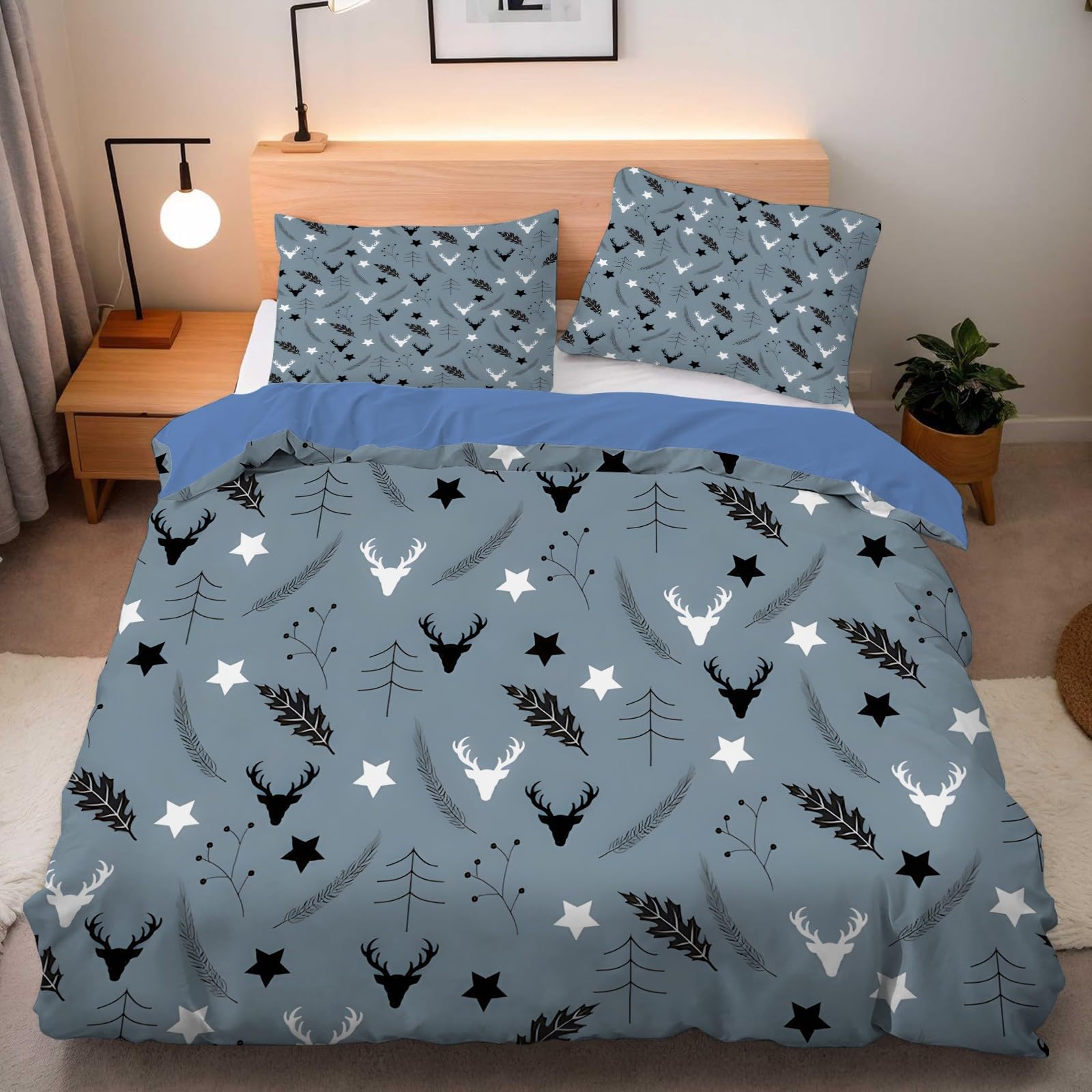 Bettwsche 200x200 3teilig Stechpalme & Efeu Bettbezug und 2 Kissenbezug  80x80 cm, Weihnachtsrentier Motiv Bettwsche-Sets mit Reiverschluss -  Mikrofaser Wendebettwsche fr Kinder Teenager & Deko : Amazon.de: Kche,  Haushalt & Wohnen