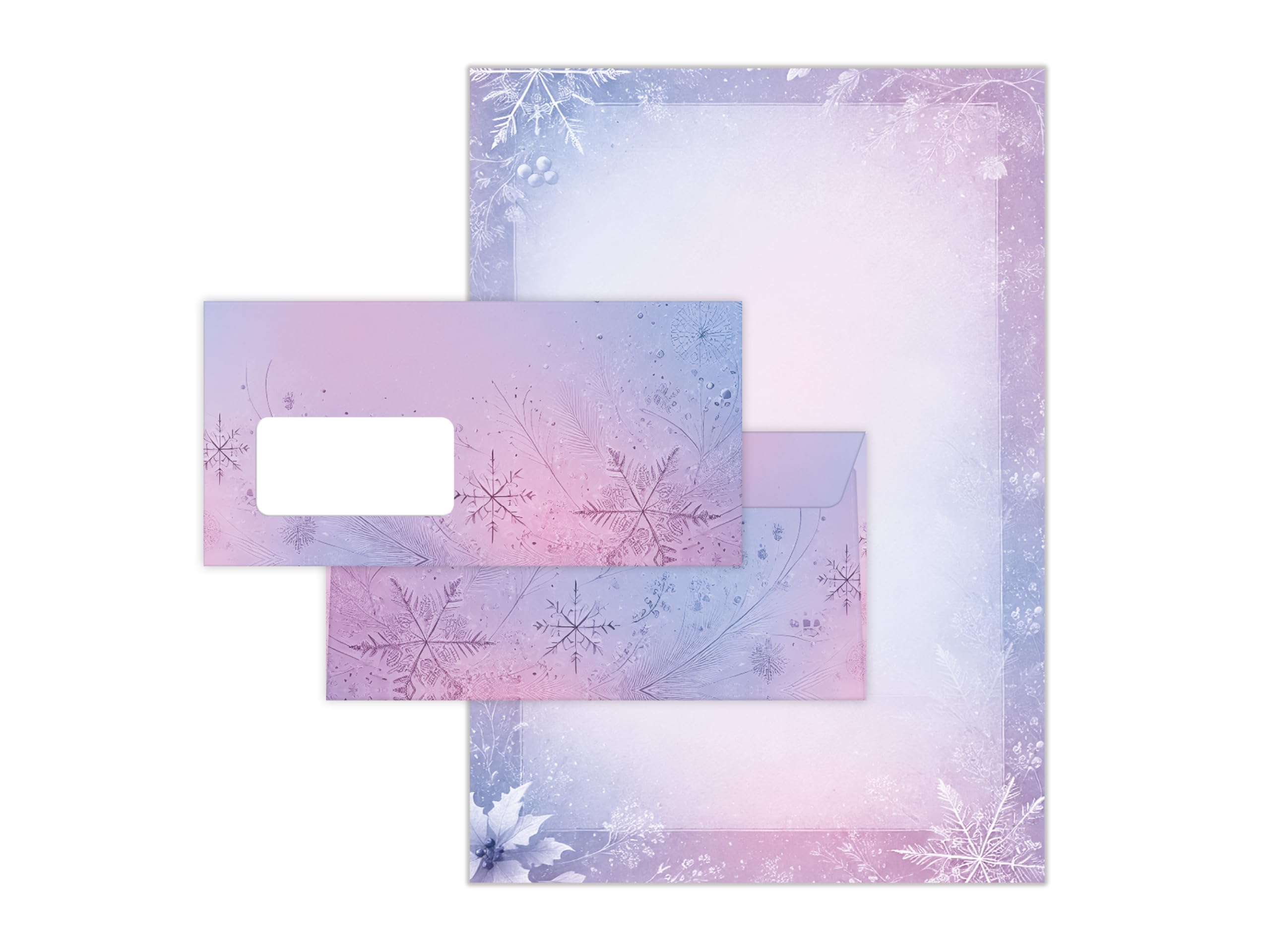 Briefpapier Weihnachten Weihnachtsbriefpapier mit Umschlag Umschlägen mit Fenster Weihnachtspapier A4 für Kunden (250 Blätter + 250 Umschläge)