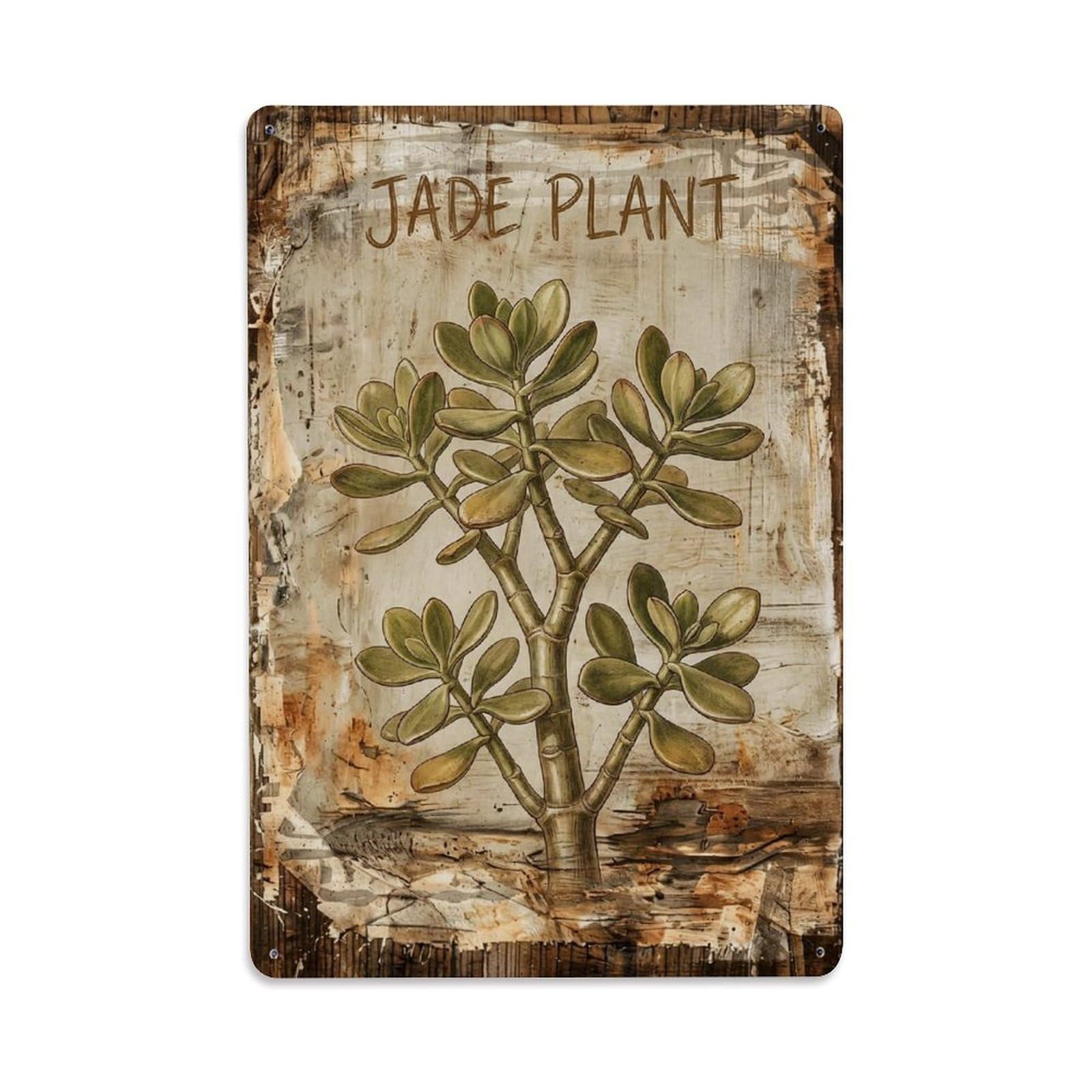 Jade Plant Succulent Vintage Metal Tin Sign Plaque Wall Decor for Cafe, Club, Garden Metal Poster 8x12Inch