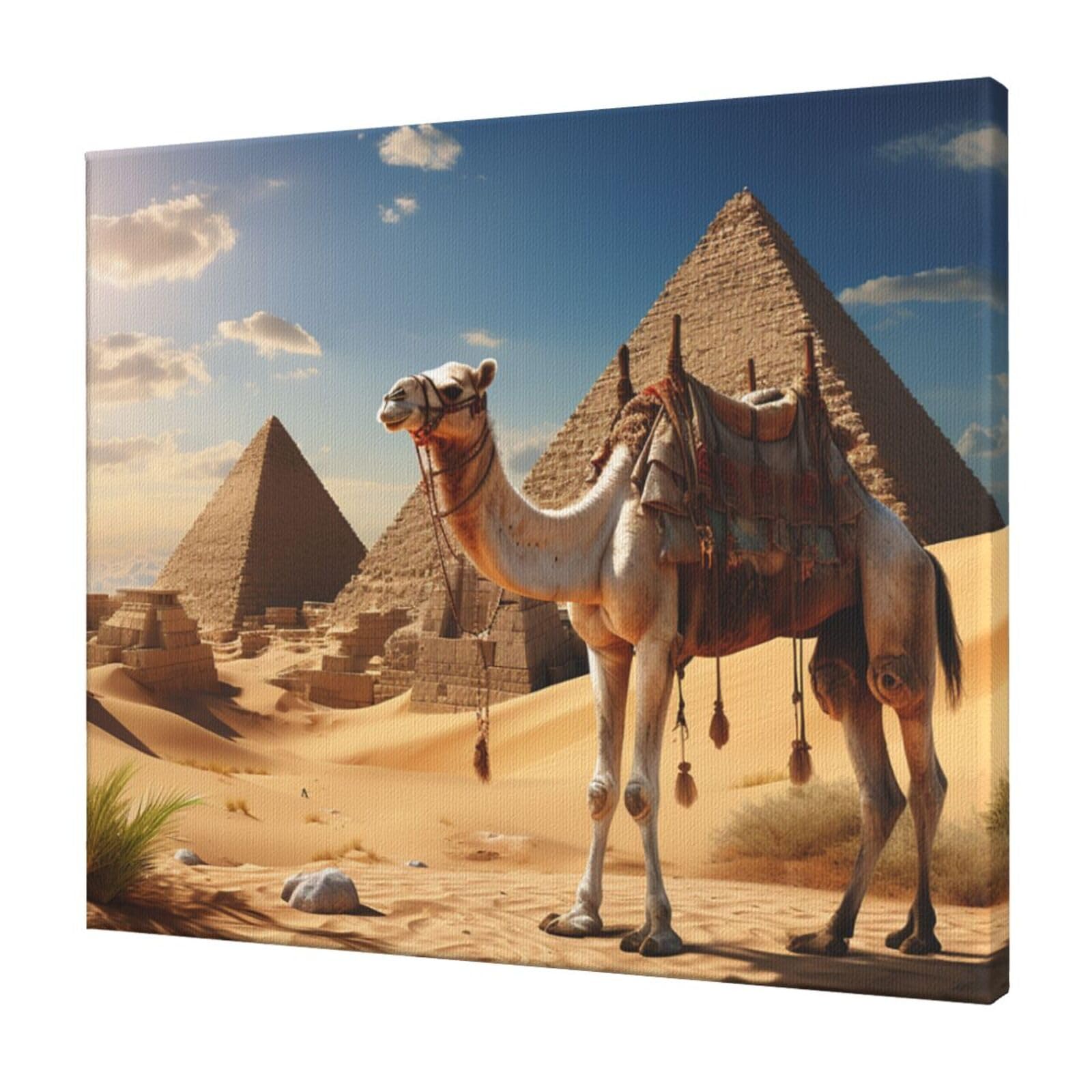 FodPand Camel Desert Canvas Wall Art for Living Room Wall Decor 20"x24" Modern Artwork Painting Pictures Hanging Canvas Prints Aesthetic Wall Art for Bedroom Bathroom Office Wallart Decor