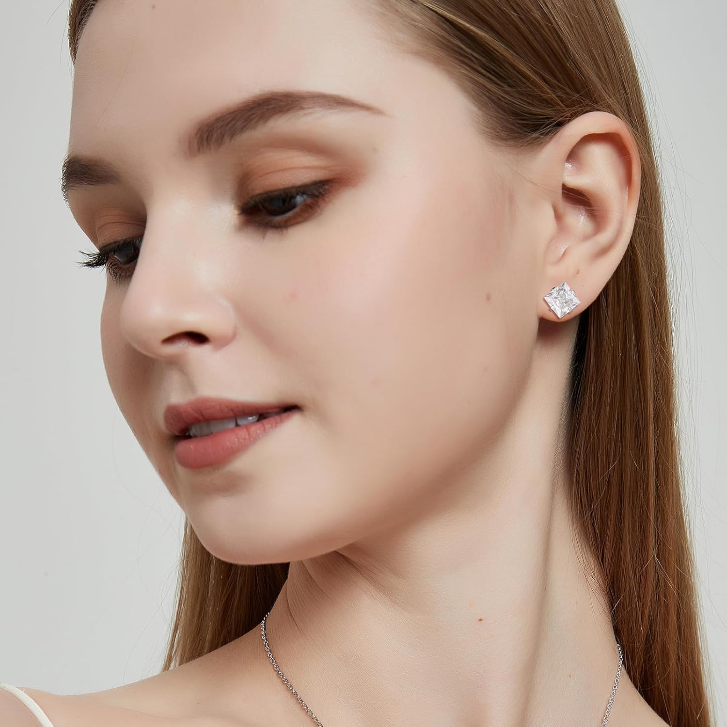 5 Pairs Titanium Screw Back Earrings for Women Men, Hypoallergenic Princess Cut CZ Surgical Stainless Steel Stud Earrings for Sensitive Ears - Image 5