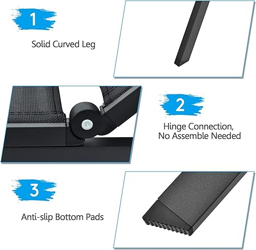 Miniatura 7 de Giantex Sillas de salón para patio exterior, tumbonas reclinables de aluminio con 6 posiciones de respaldo ajustables y ruedas para patio, playa,