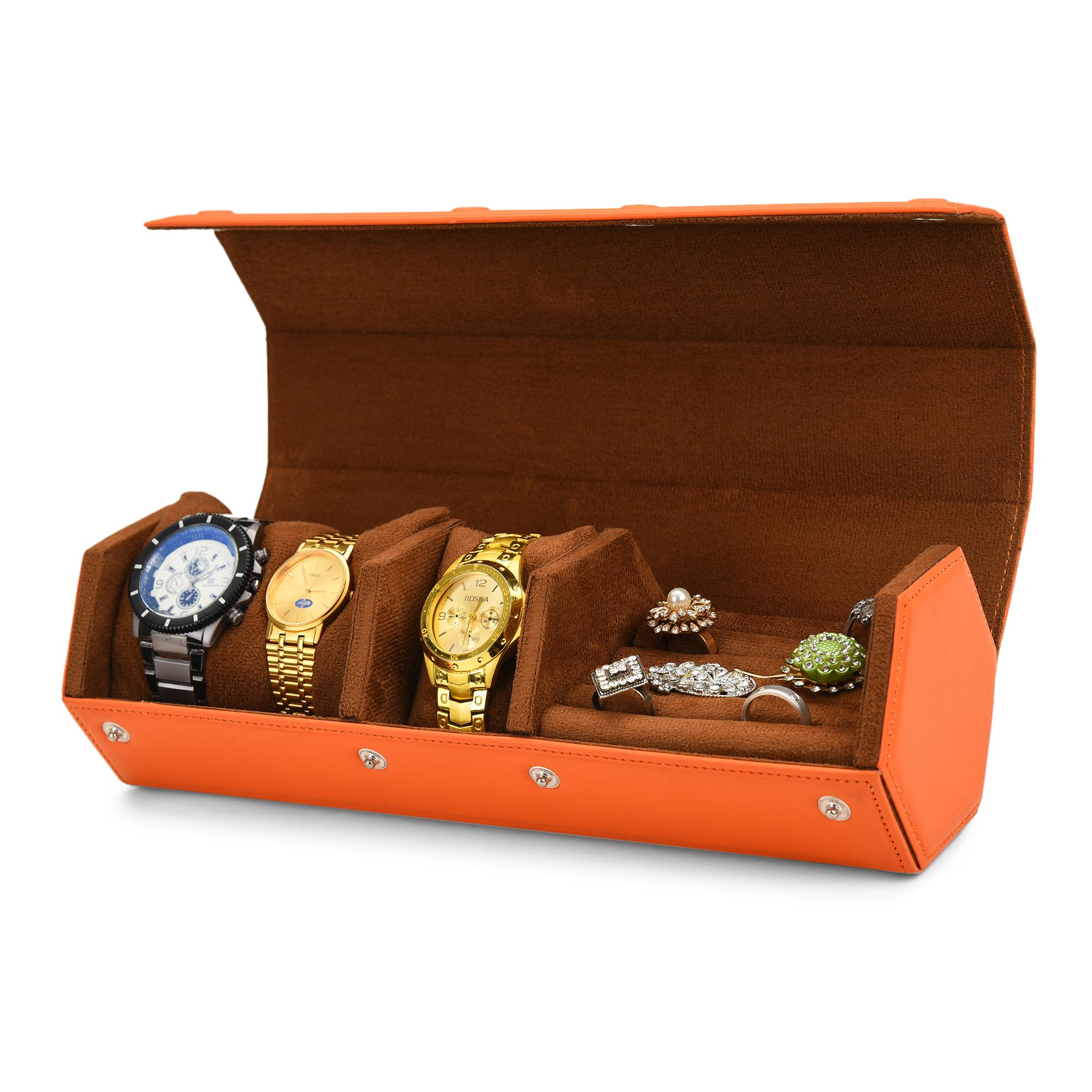 THE CASE PU Leather Premium Smart Watch Case for Men & Women For 3 Slots Watch Roll Organizer with Jewellery Case (B0CQRL43Q6) Amazon Price History, Amazon Price Tracker