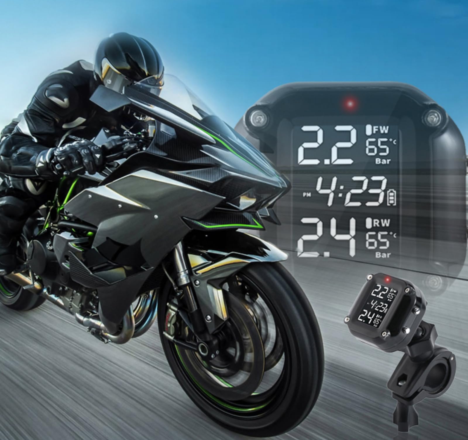 Monitor ciśnienia w oponach motocyklowych do Moto Guzzi V85 TT Travel/Adventure/Guard, wodoodporny, dwa koła Tpms do motocykla z 2 czujnikami zewnętrznymi TPMS do ładowania