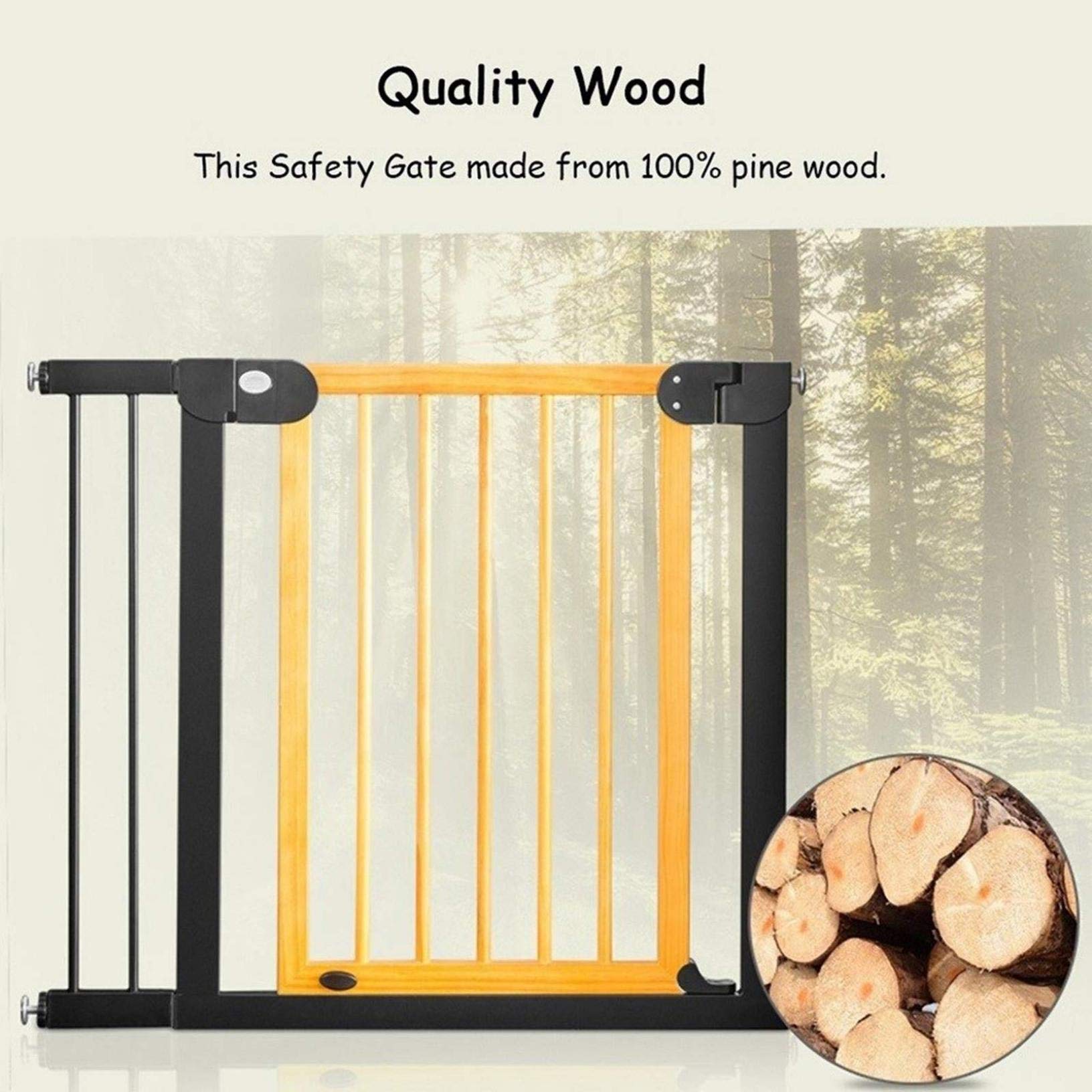 Cancello di Sicurezza Cancello per Bambini in Legno Montato a Pressione, Protezione della Parete Cancello per Cani per Animali Domestici per Interni Rete Portatile Distanza Trasparente per P