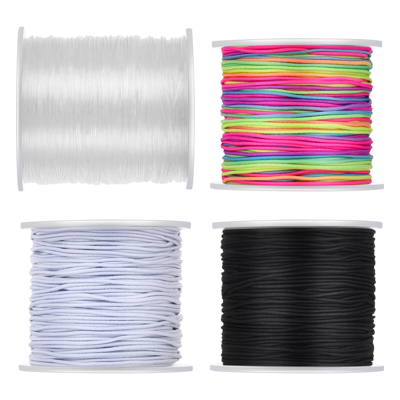 Stretchy Bracelet String Kit(4 Rolls Mixed), 1.0mm Elastic Cord for Beading, Tensile String for Crafts, DIY Friendship Bracelet String for Bracelets,