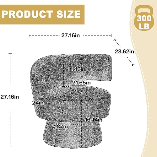 Miniatura 2 de Luxyhome - Silla redonda giratoria, moderna silla de barril ancho, sillón tapizado de peluche mullido para sala de estar, dormitorio, oficina, sala