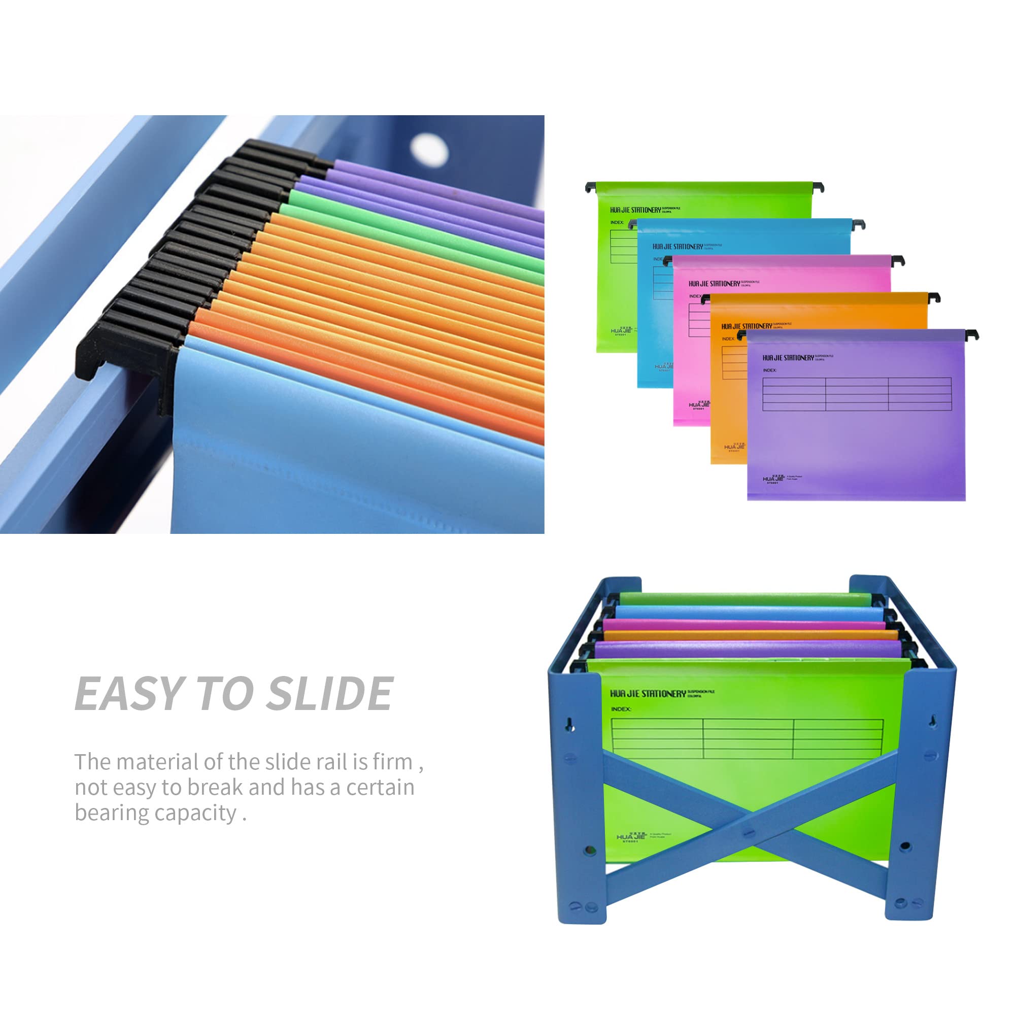 25 sztuk teczek wiszących A4 z zakładkami i wkładkami na karty, polipropylenowe, do szkoły, domu, pracy, biura, przechowywania (5 kolorów)