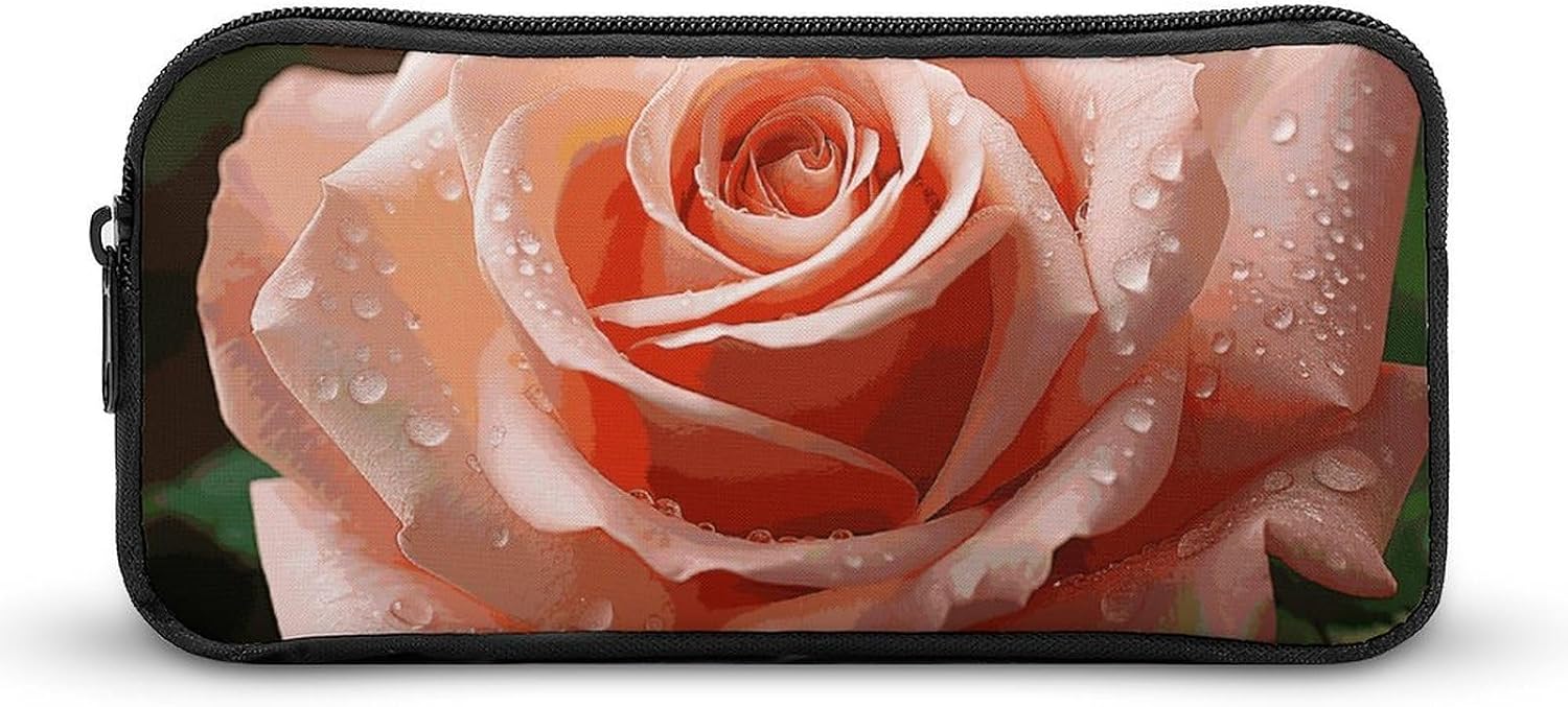 Rose Flower Pencil Pouch Soft Large Capacity Pencil Case