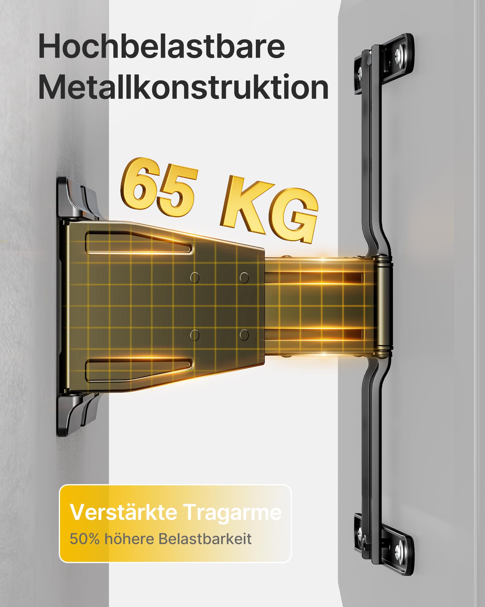 monTEK 0.77" Ultra Slim TV Wandhalterung für 37-75 Zoll Fernseher, Schwenk & Neige & Nivellier & Ausziehbare TV Halterung mit Gelenkigen Doppelarmen, MAX VESA 400x400 mm, bis zu 65 kg