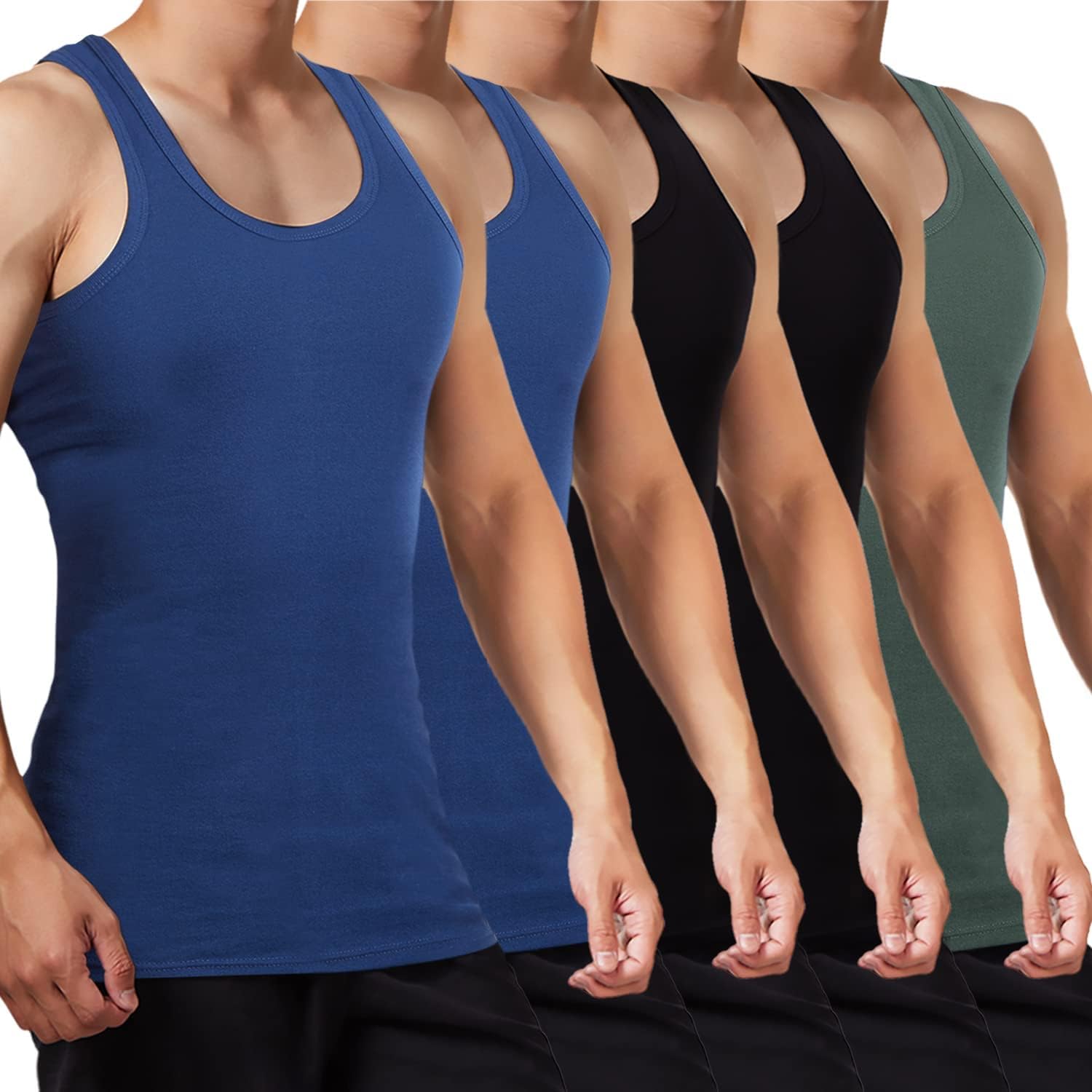 Mens Vest Tops Pack of 5 Tank Tops Fitted 100% Cotton