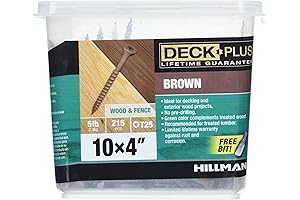 Wood Screws, Brown Exterior Screws, 4&quot; x #10, 5lb
