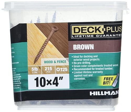 Deck Plus Tornillos para madera, tornillos exteriores marrones, 4" x #10, 5lb