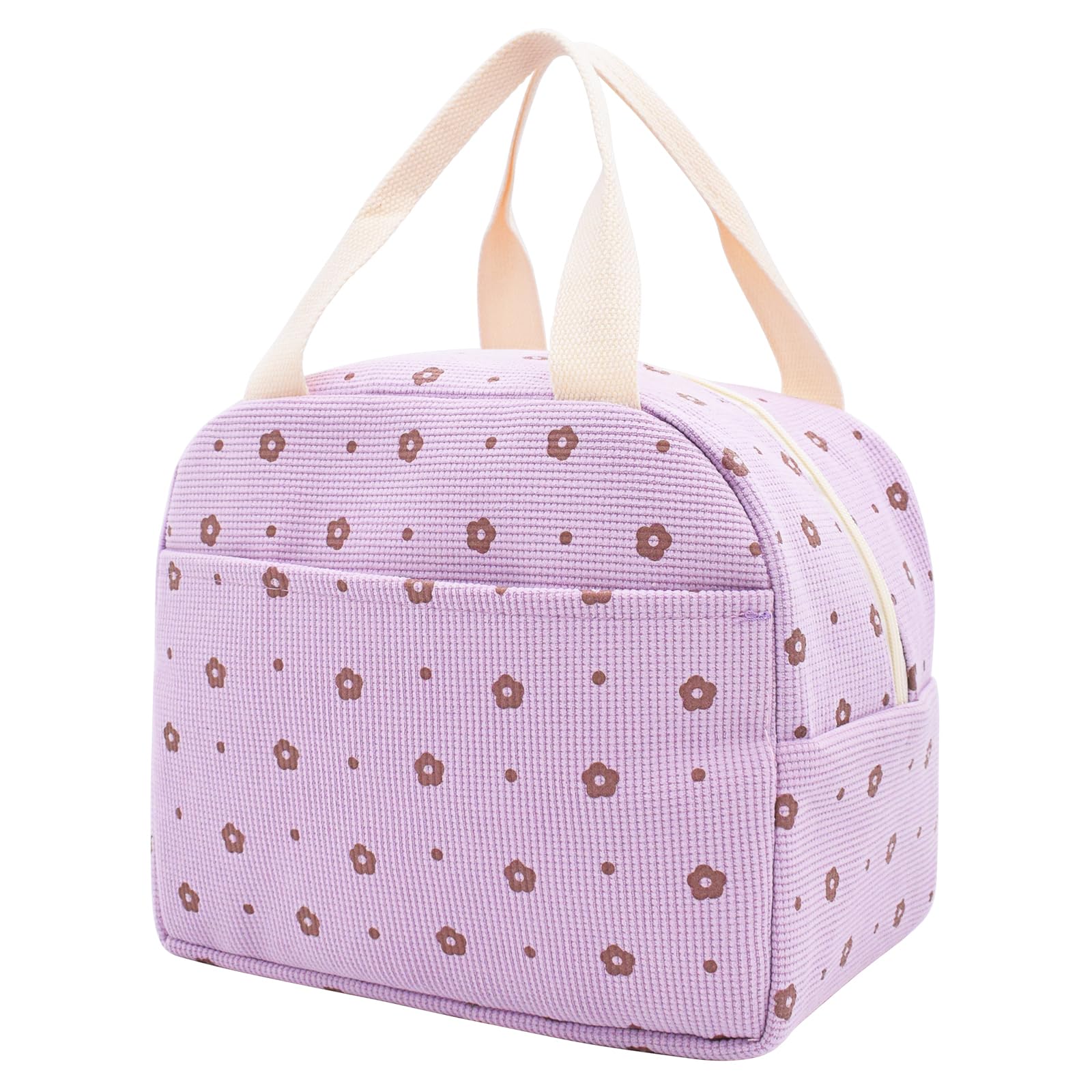Nanxson Cute Insulated Lunch Bag Leakproof Cooler Lunch Box Chic Leakproof Cooler Bag Packed Reusable Lunch Box for Kids & Women for Travel Work Picnic(9L,Purple Flower)