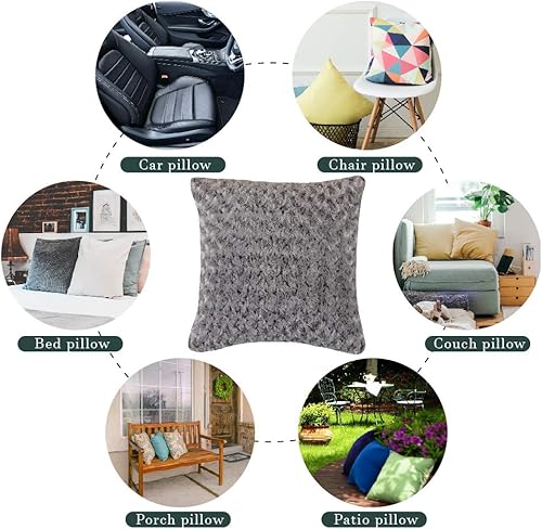 Miniatura 7 de Simple&Opulence Fundas de almohada decorativas de color rosa, 2 unidades, 18 x 18 pulgadas, 17.7 x 17.7 in, fundas de cojín cuadradas de felpa con