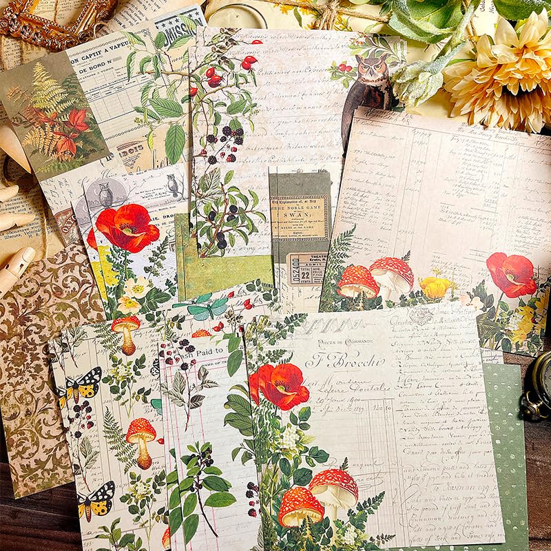 24 Blatt Vintage Scrapbook Blumenpapier Scrapbooking Papierblöcke Journaling Supplies, 15,2 X 15,2 Cm Dekoratives Bastelpapier Scrapbook Cardstock Einseitiges Musterpapier Für Journal Album Decor