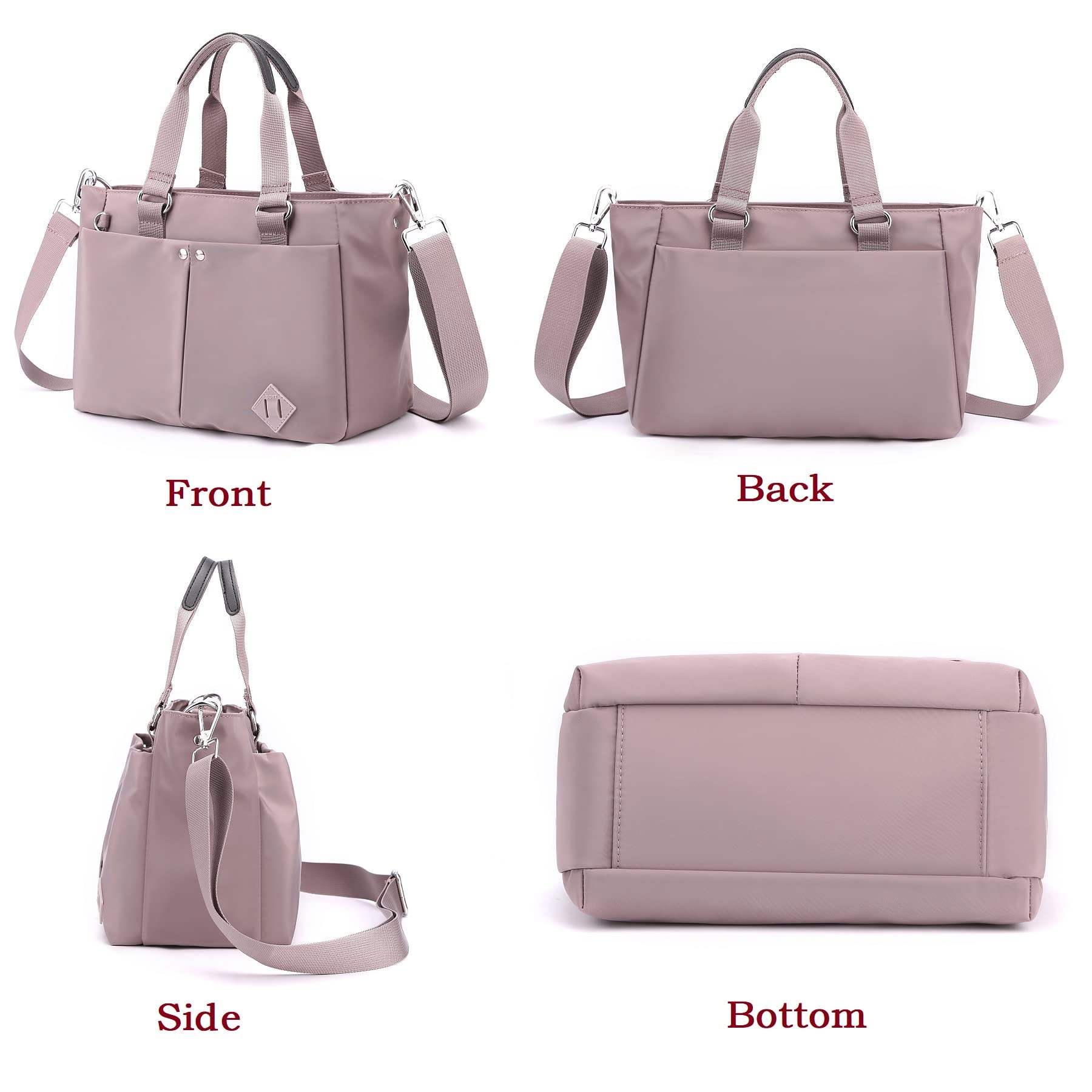 YINSN Tote Bag Women Nylon Handbag Zipper Closure Shoulder Bag Crossbody or Handle Bag for Work