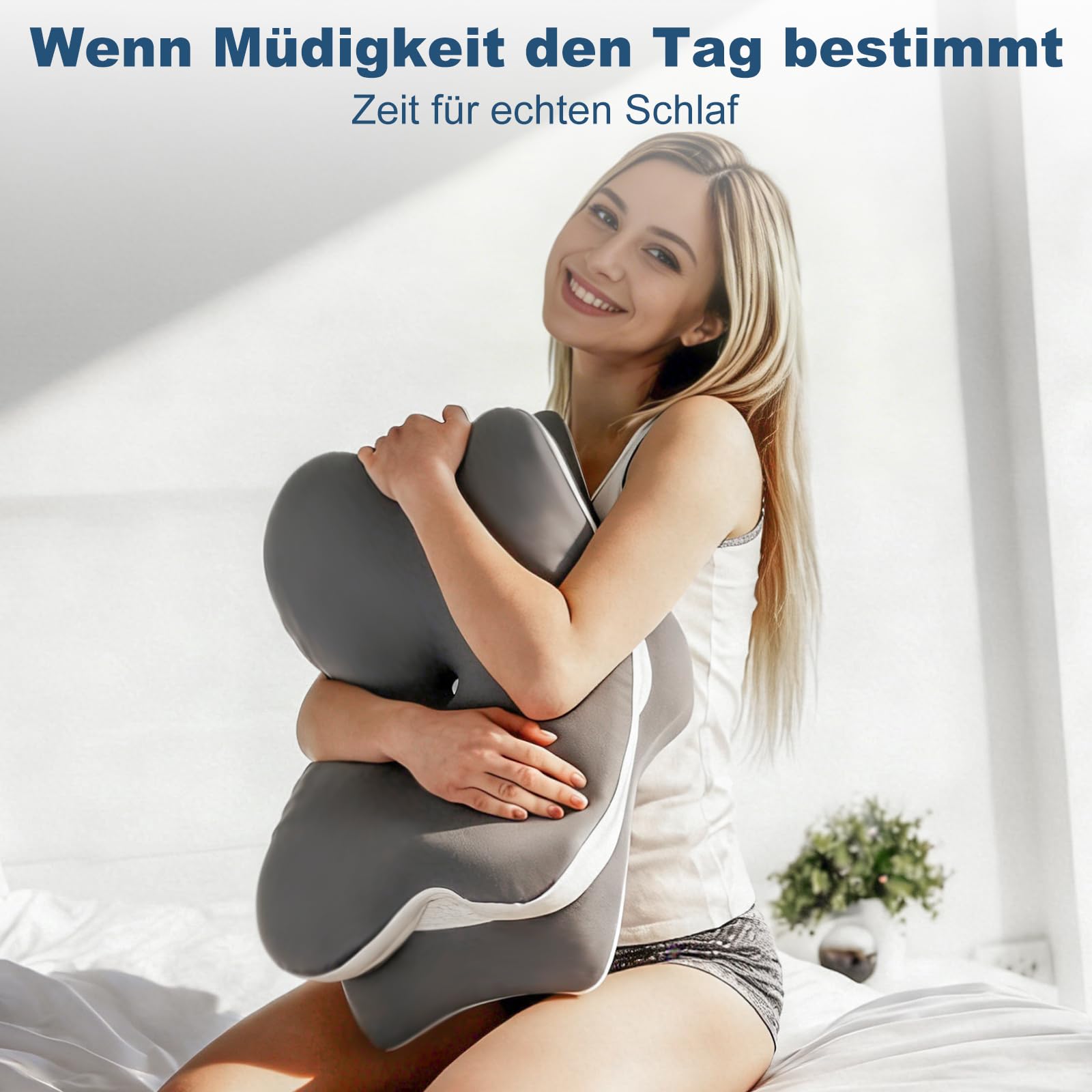 Almohada cervical, cojín cervical con soporte cervical 3D, certificado CertiPUR-US y OEKO-TEX, almohada para dormir de lado con funda lavable transpirable, para dormir de lado, espalda y boca abajo