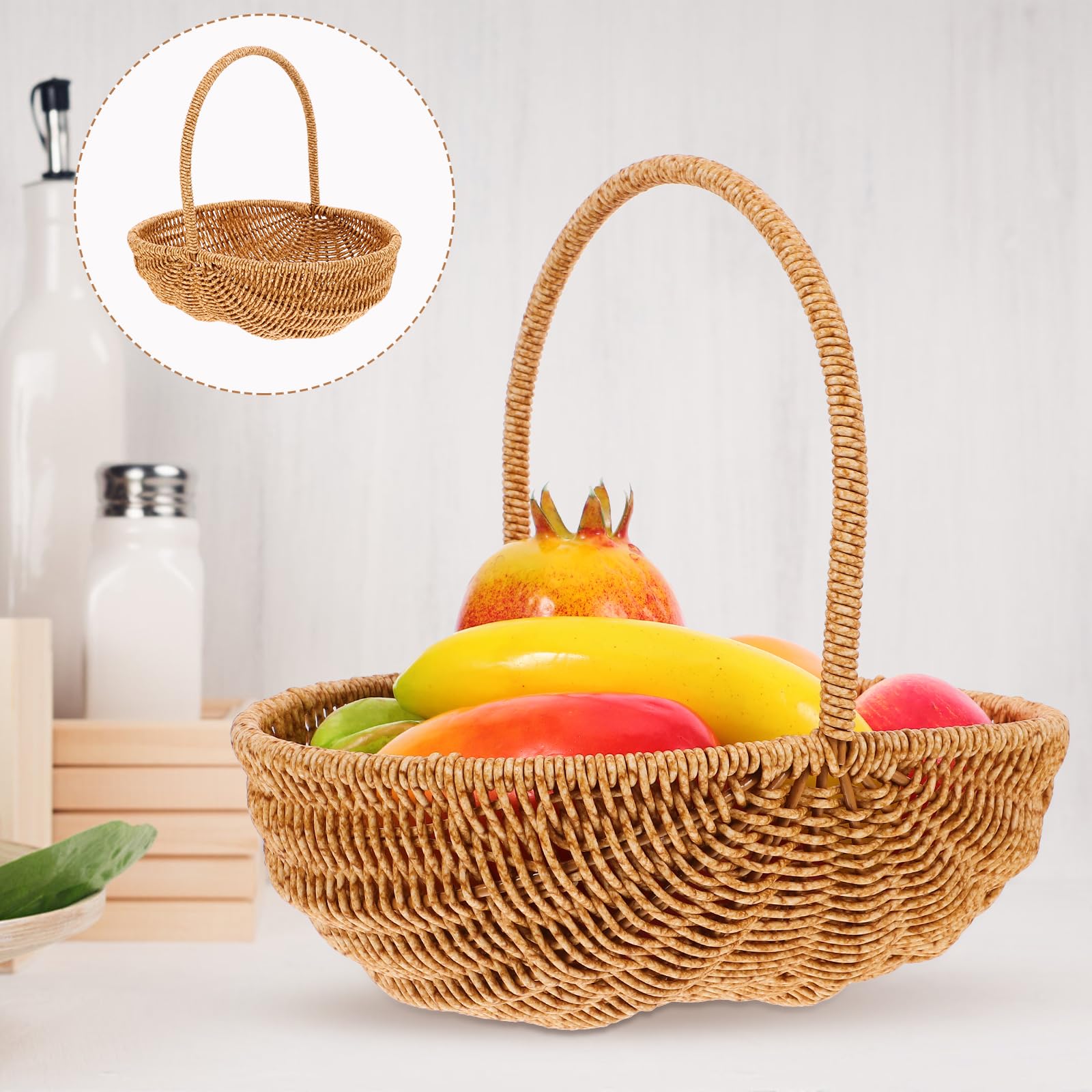 INOOMP Kleiner Weidenkorb Mit Griff Handgeflochtener Erntekorb Blumenkorb Aus Weide Geschenkkorb Für Picknick Obst Ostern Süßigkeitenkorb Für Hochzeit Party Dekoration 27 Cm