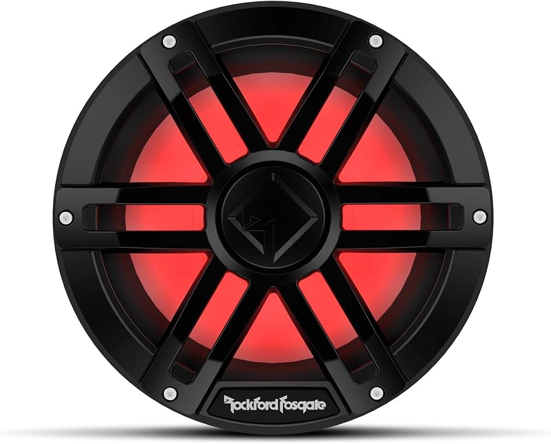 Rockford Fosgate M1D4-10B Color Optix subwoofer marino de 10" - Negro | Bobinas de voz duales de 4 ohmios, que ofrece una experiencia de iluminación LED multicolor ultrabrillante