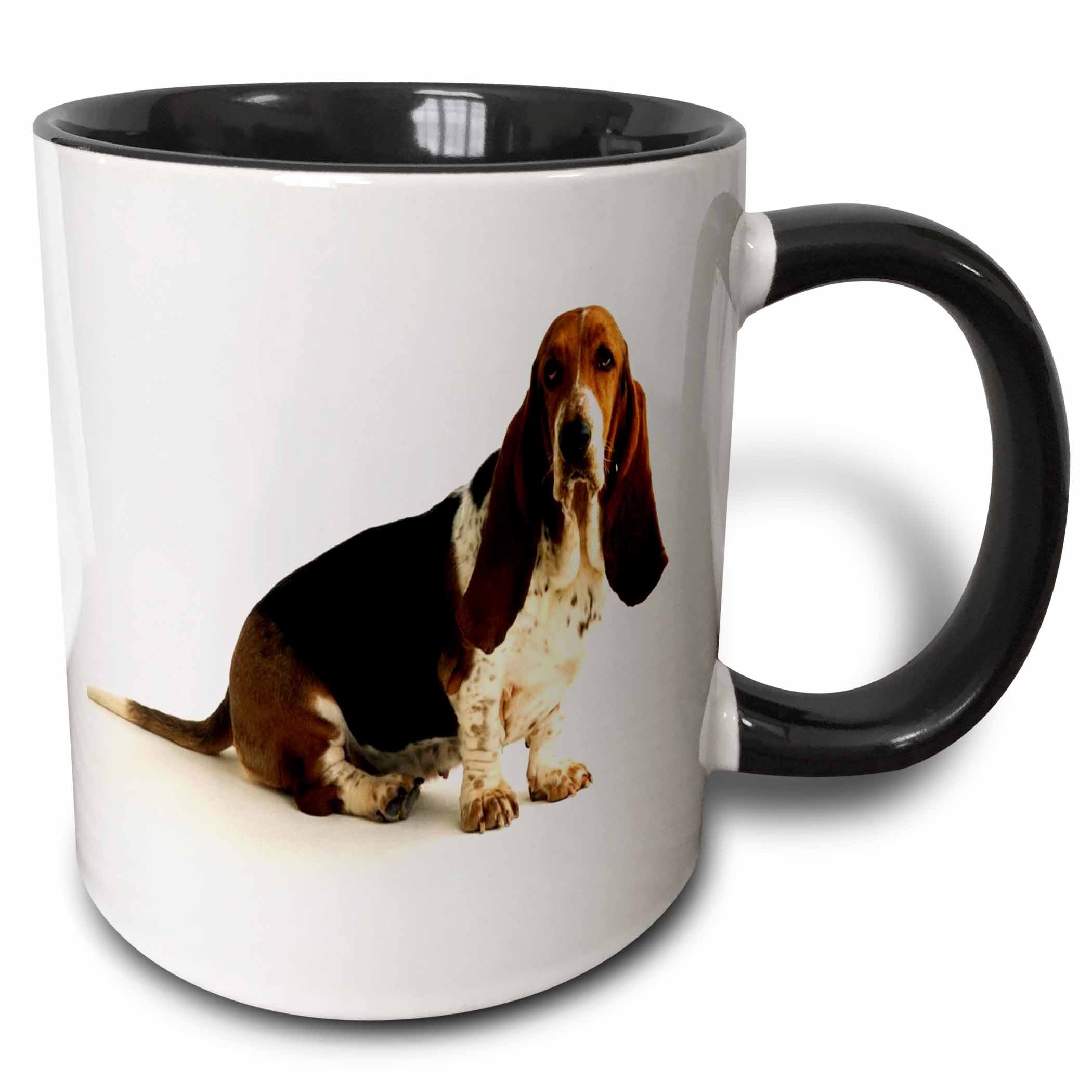 VOLTX DESIGN Printed "Handsome Basset Hound" Two Tone Black Mug, , Multicolor