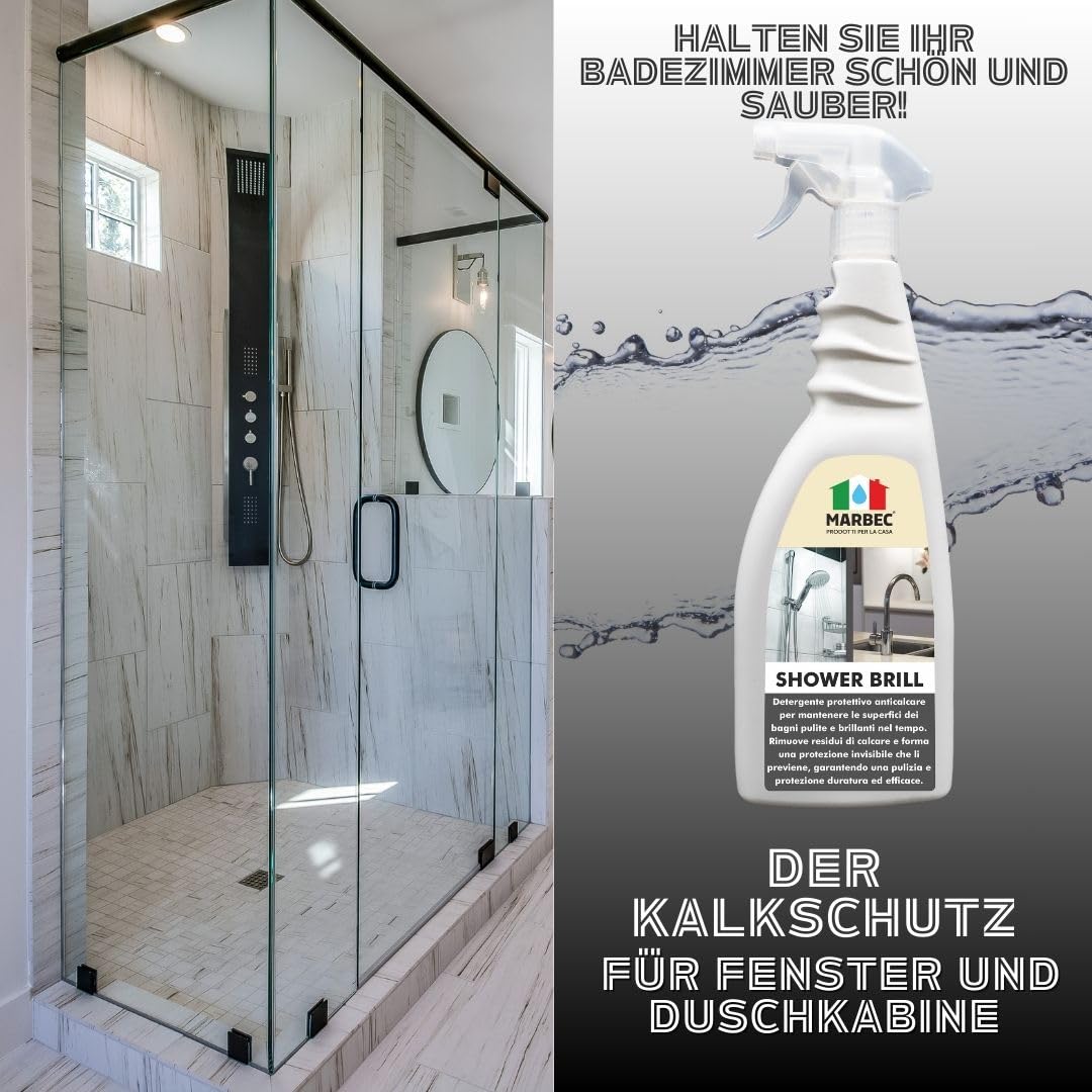 MARBEC SHOWER BRILL 5LTX4STCK Schützender Anti-Kalk-Aufheller für Badarmaturen, Duschkabinen und Keramik