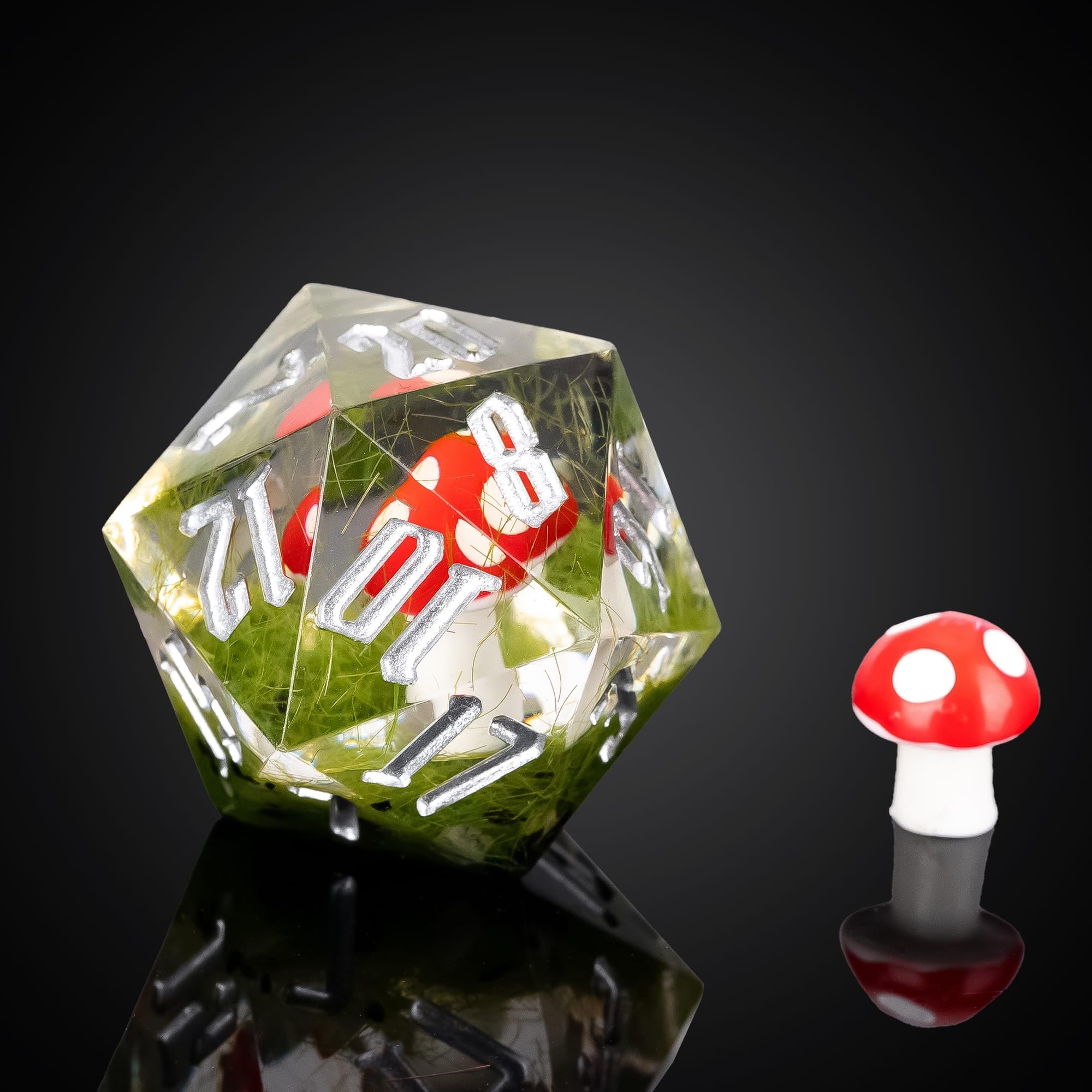 Cusdie 7-Piece Sharp Edges DND Dice Set including Red Mushroom in Elegant Box Perfect for RPG Tabletop Gaming Dungeons and Dragons Role Playing Game - Image 3