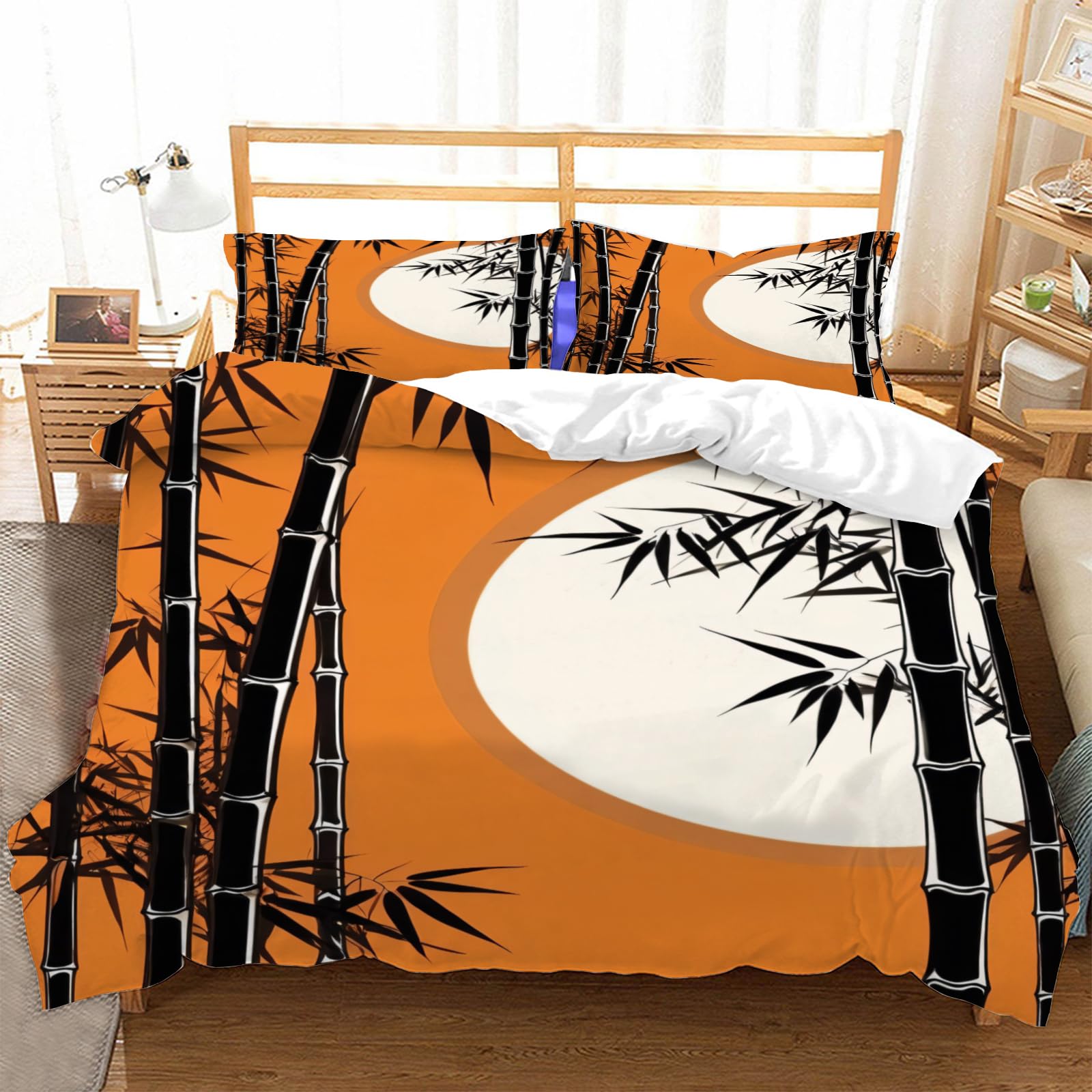 Housse de couette 240x260 bambou dessin animé avec ses deux taies d'oreiller