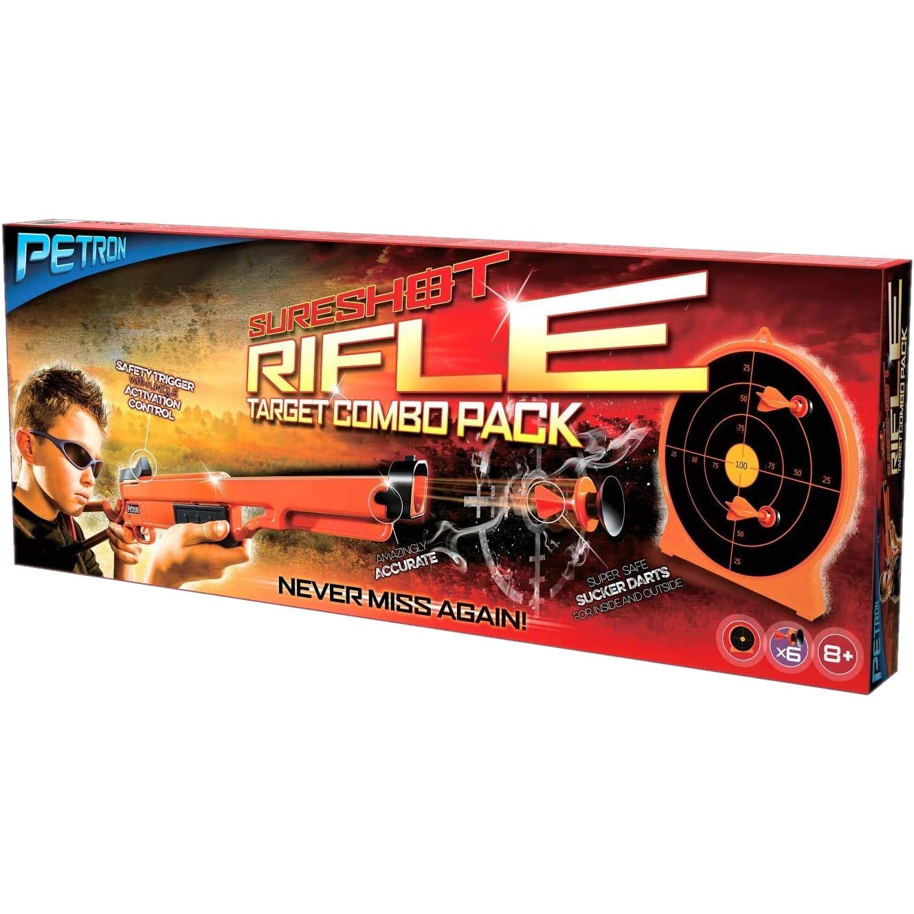 Petron SURESHOT Combo Pack Kinder Pump Action Gewehr + Zielscheibe, orange/schwarz (1 Set)