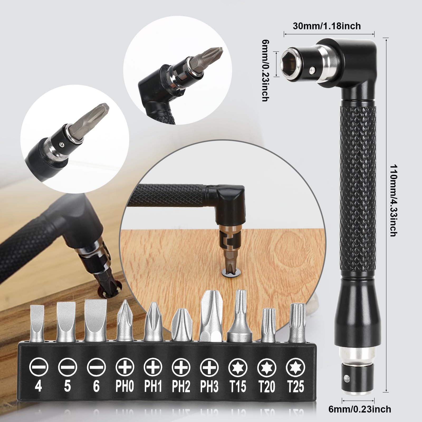 Kit Adaptateur Visseuse Angle 105° - 13 Pièces Avec Rallonge Flexible Et Embouts Magnétiques