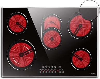 Hobsir 30 Inch Electric Cooktop 5 Burners Ceramic Cooktop, 8400W Drop-in Electric Radiant Cooktop with Glass Protection Metal Frame, Timer & Kid Safety Lock, 220-240V, Hard Wire (No Plug)