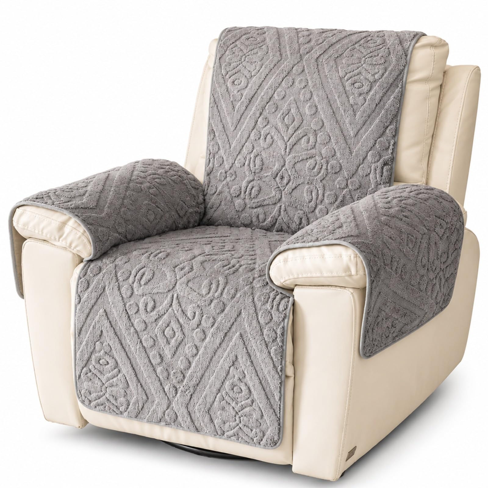 GZGLZDQ Recliner Chair Cover Non-slip, Armchair Cover Pet-safe Washable, Recliner Sofa Covers in Short Plush, Breathable Armchair Cover for Single Chairs Recliners Armchairs(B-gray)