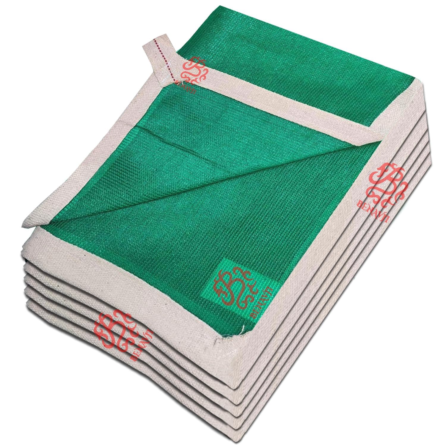 BENAVJI High Density Multipurpose Niwar Shade Net Green Sun Shade Sail Square Canopy for Balcony & Garden 75% Protection from Sun & UV Rays 10X4 FEET