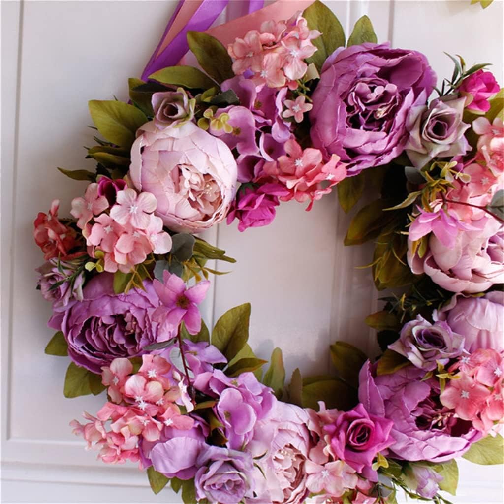 Light Flower Natural Rattan Garland Retro Door Wall Decoration Peony Artificial Wreath Wedding Decor