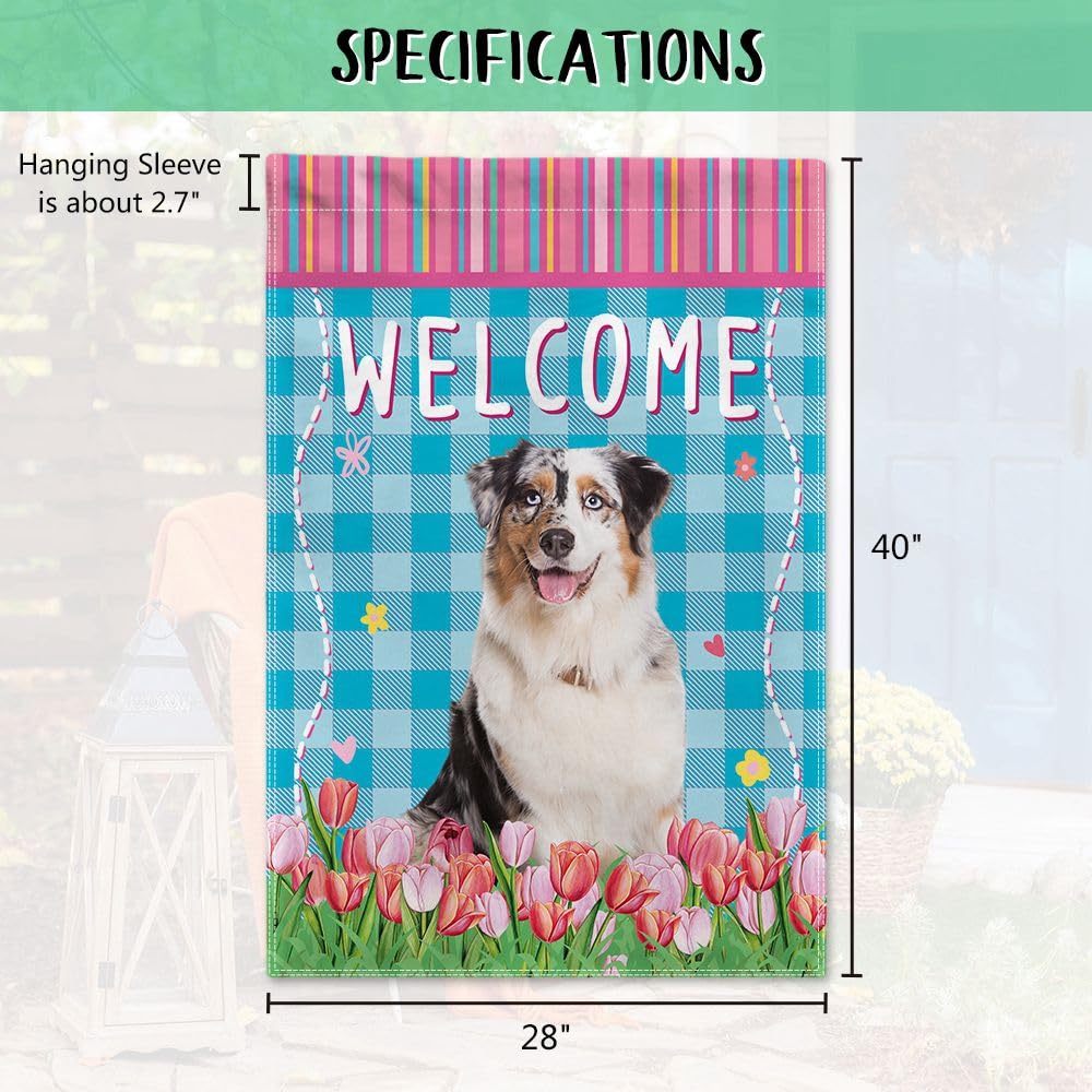 Ganshan Bi Yorkshire Terrier Yorkie Girasoli Primavera Estate Bandiera da Giardino Personalizzata Benvenuto in Casa Cane Bandiera Banner Farm Giardino Decorazione Esterna Doppio Lato 30 x 45 cm Stile