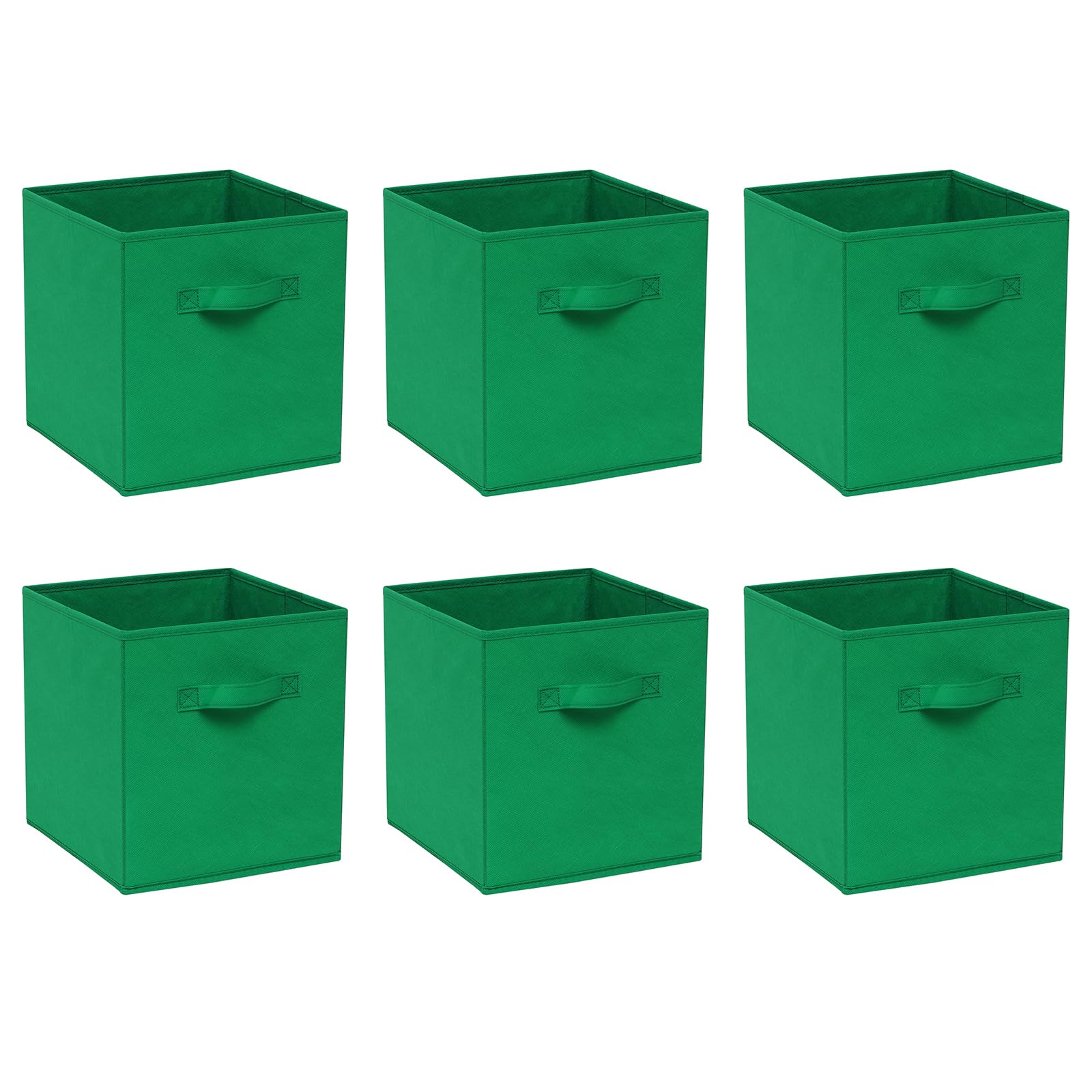Redd Royal Pack of 2/4/6 Non-Woven Fabric Unit Storage Cubes Boxes Foldable Collapsible Storage Organizer Basket Bins with Handle for Wardrobe Clothes Toys Bedroom Living Room (Dark Green, Pack of 6) โ image 1
