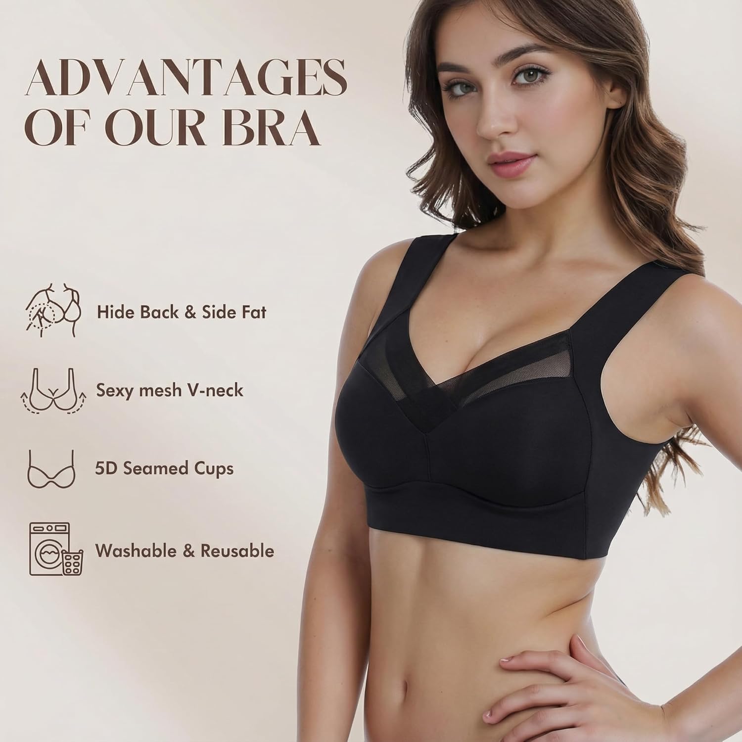 Zen Chic Bras for Older Women with Sagging Breasts Seniors Seamless Push Up Bra Breathable Anti Sagging Full Coverage Comfort Beige Shapermint Bra L - Image 7