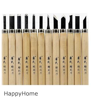 Amazon | HappyHome 彫刻刀 12本 セット 砥石付き 収納ケース