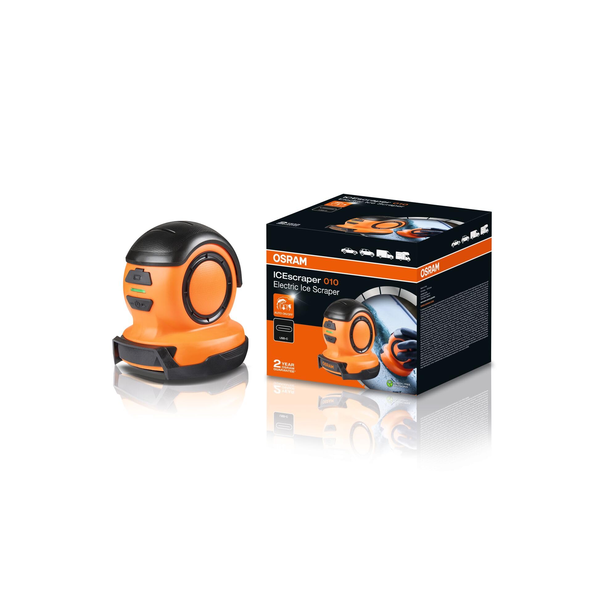 Osram ICEscraper 010, grattoir à Glace électrique Rechargeable pour Pare-Brise, dégivreur, sans Fil, portatif, Marche/arrêt Automatique, Activation Tactile