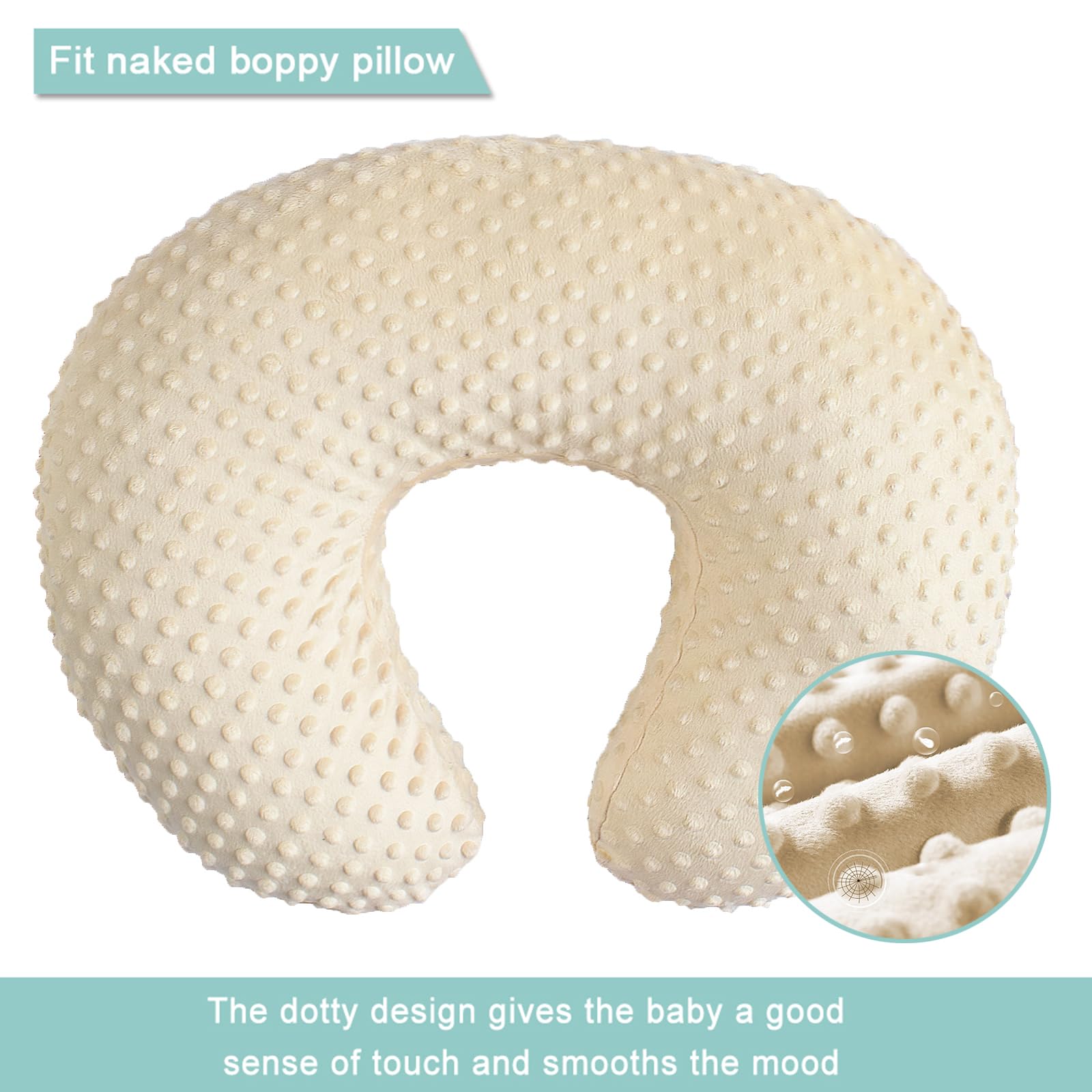 OWLOWLA Funda de almohada de lactancia Minky, funda de almohada de lactancia materna para almohada de lactancia para bebé niño niña (crema)