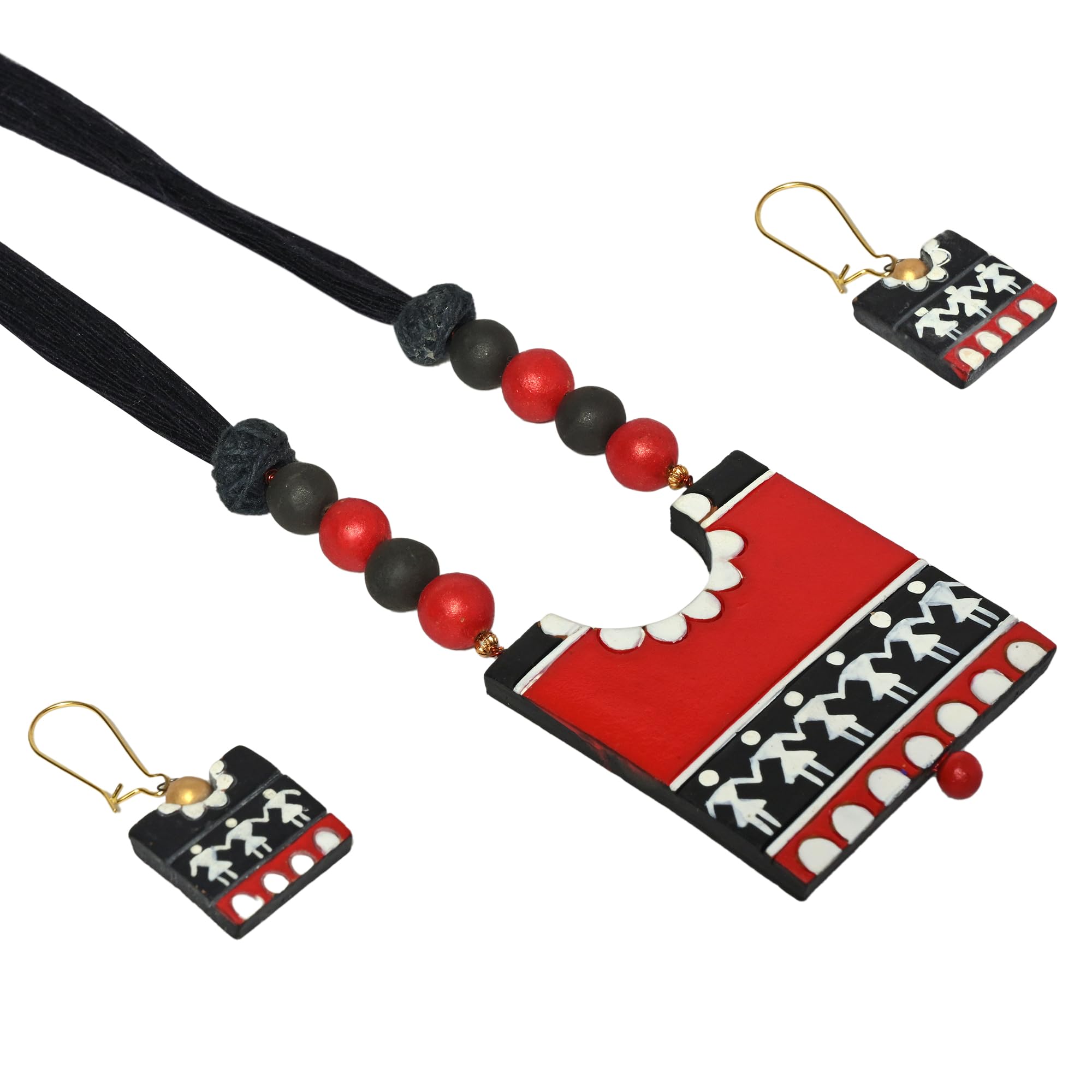 Le bijouxistic EKAM EK Red Warli Inspired Terracotta Necklace Earring set for casual and formal occassion for Women and Girls (B0CLLSHSPN) Amazon Price History, Amazon Price Tracker