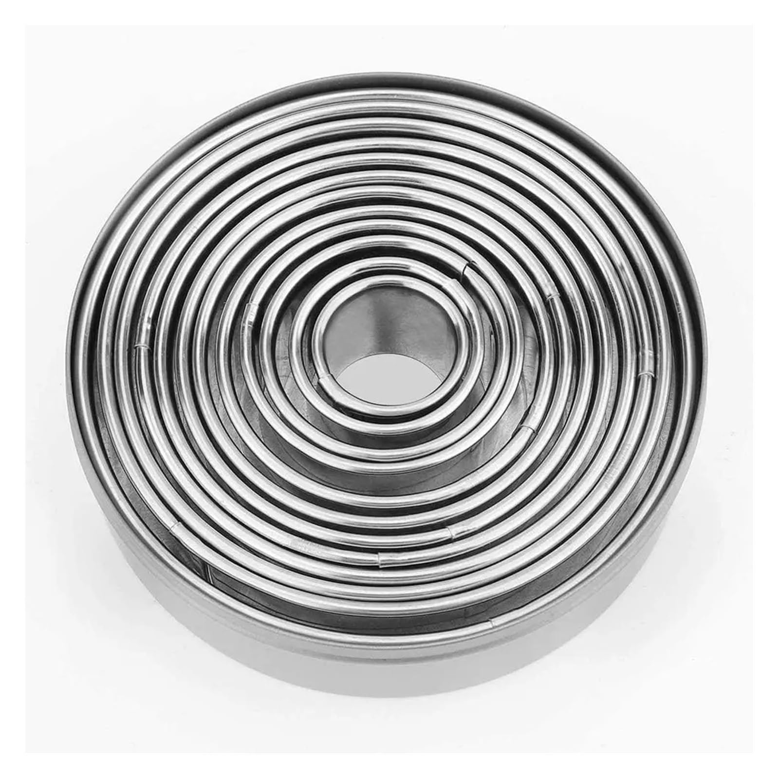 Juego de cortadores de galletas redondos de 12 Uds., moldes for rosquillas de pastelería graduados de acero inoxidable 18/8 de calidad alimentaria for hornear, cocina DIY(12Pcs Round Cookie)
