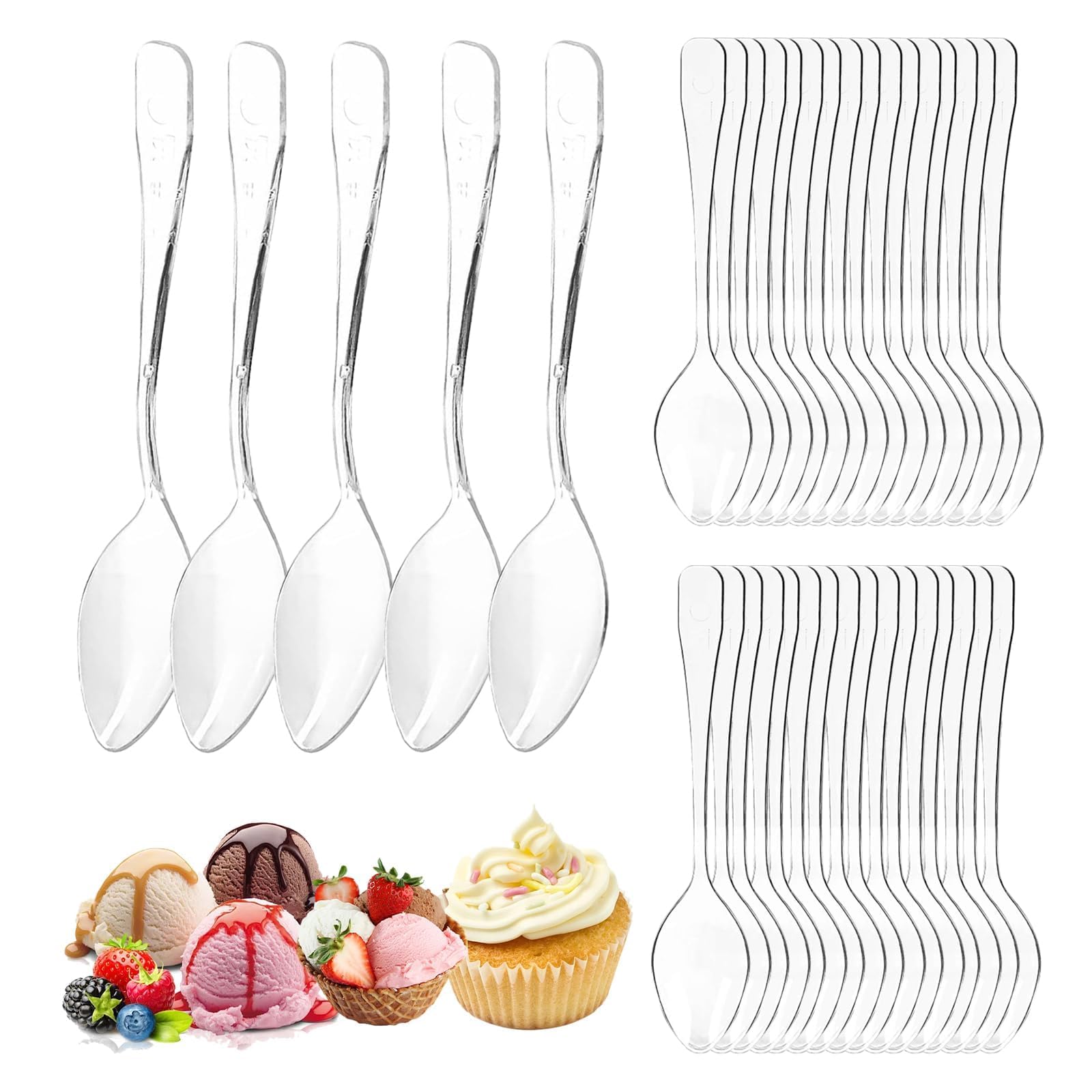 ASIRYVA 100 Pcs Plastic Spoon Disposable, Durable, Reusable & Perfect for Desserts, Parties, Picnics and More (3.74"/9.5cm)