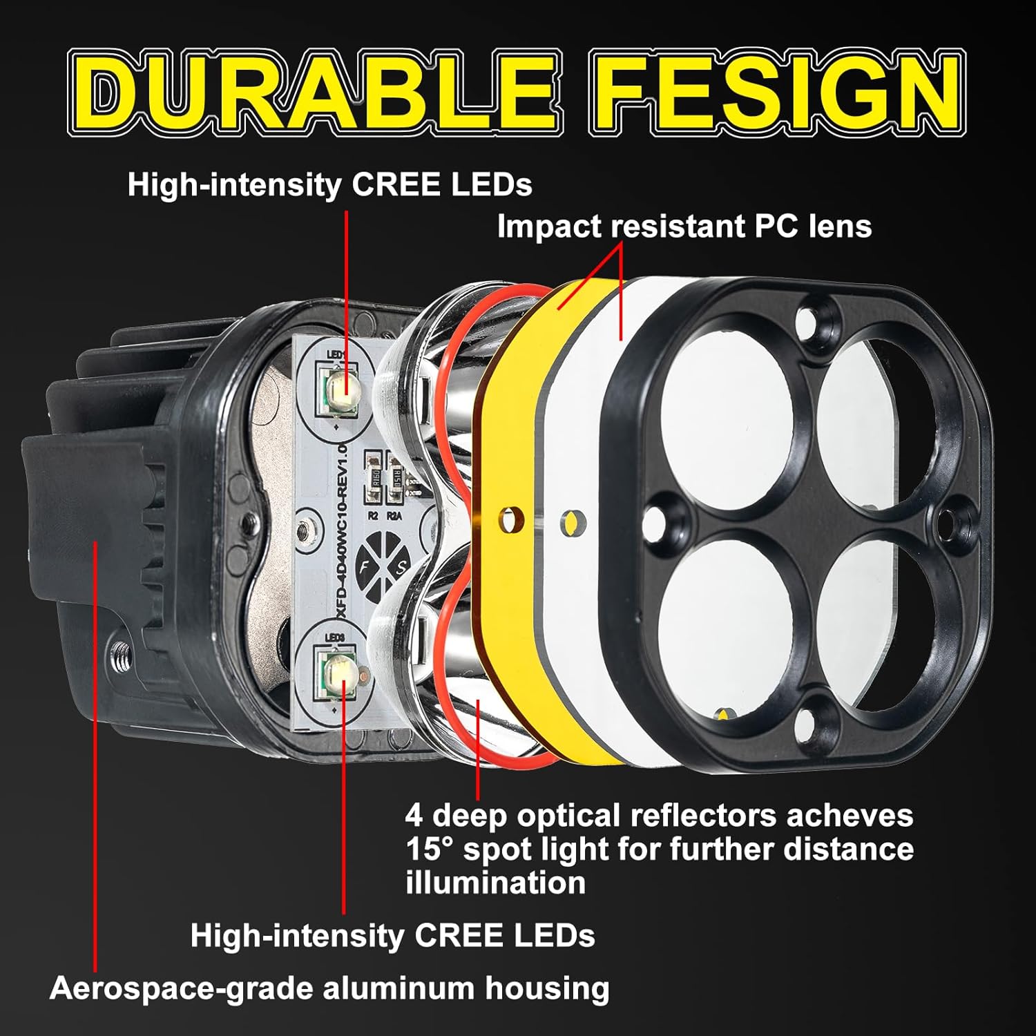 POD Lights & Ditch Lights System: 3-4 Inch LED Off Road Lights with Plug & Play Wiring Harness, Waterproof High Lumen Spot/Fog Beam for Truck, Jeep, ATV, Motorcycle | Driving & Fog Light Kit