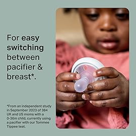 Tommee Tippee Breast-Like Pacifier, 0-6 Months, Symmetrical Design, Natural Breast-Like Baglet, BPA-Free Binkies, Rose/Green/Cream, Pack of 4